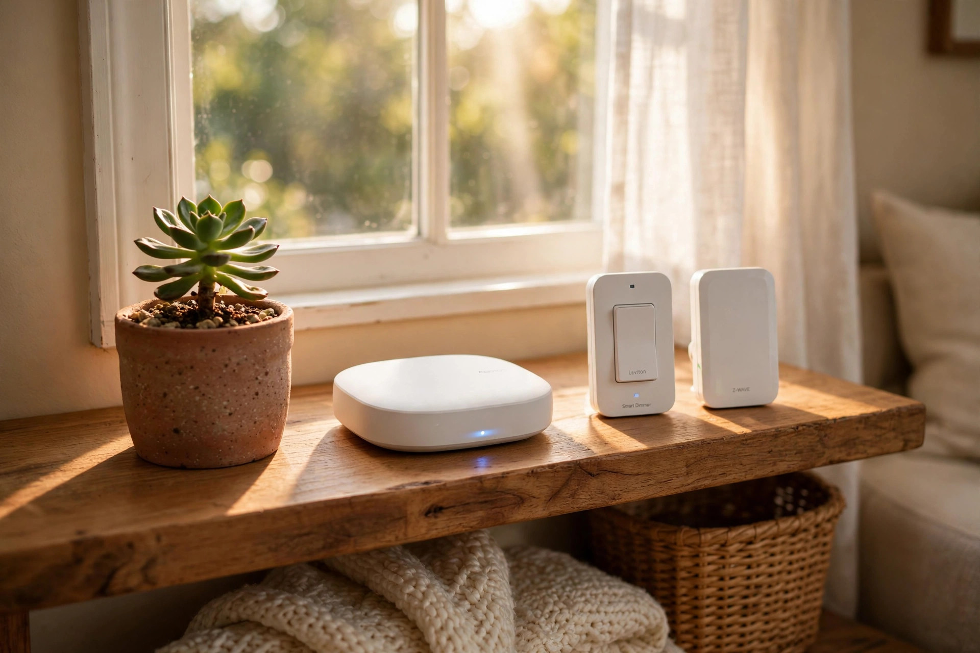 best zwave controller reviews 2026 usa: Best Z-Wave controller hub on a living room shelf with smart devices
