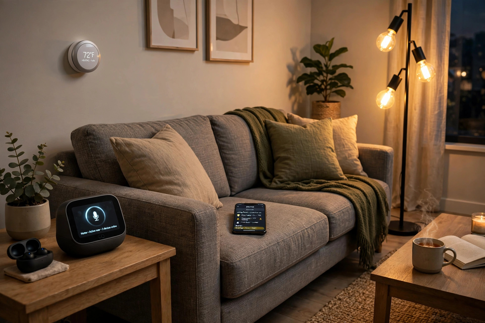matter smart home devices explained usa guide: Matter smart home devices explained in a USA living room