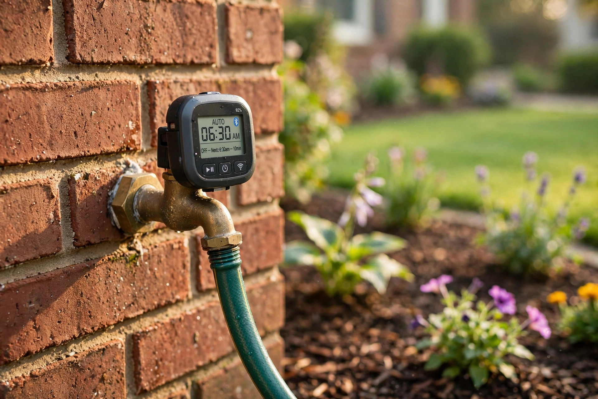 Best smart hose timer reviews 2026 USA: smart hose timer on a garden spigot