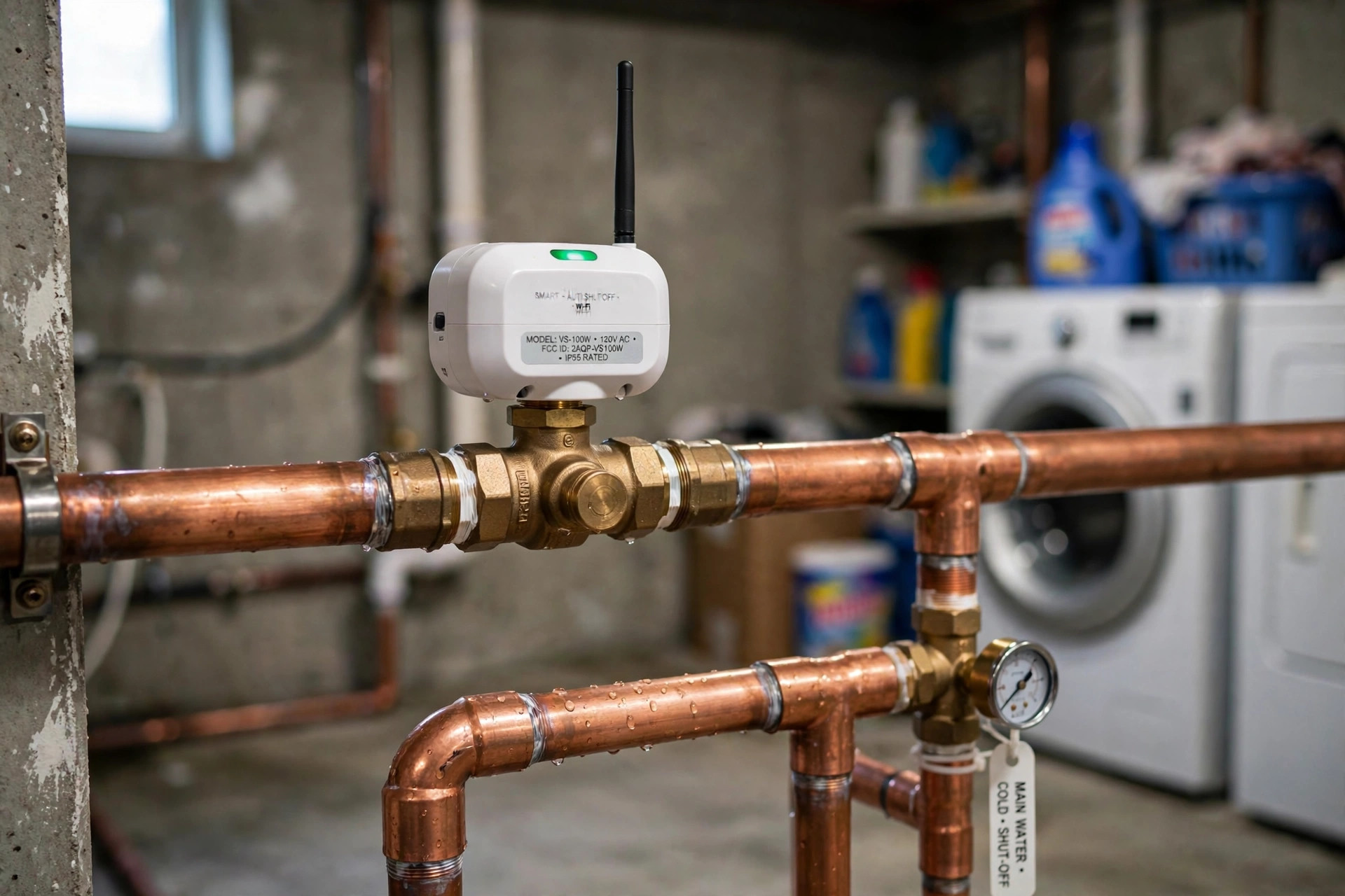 smart water valve shutoff reviews 2026 usa: Smart water valve shutoff installed on a home main water line