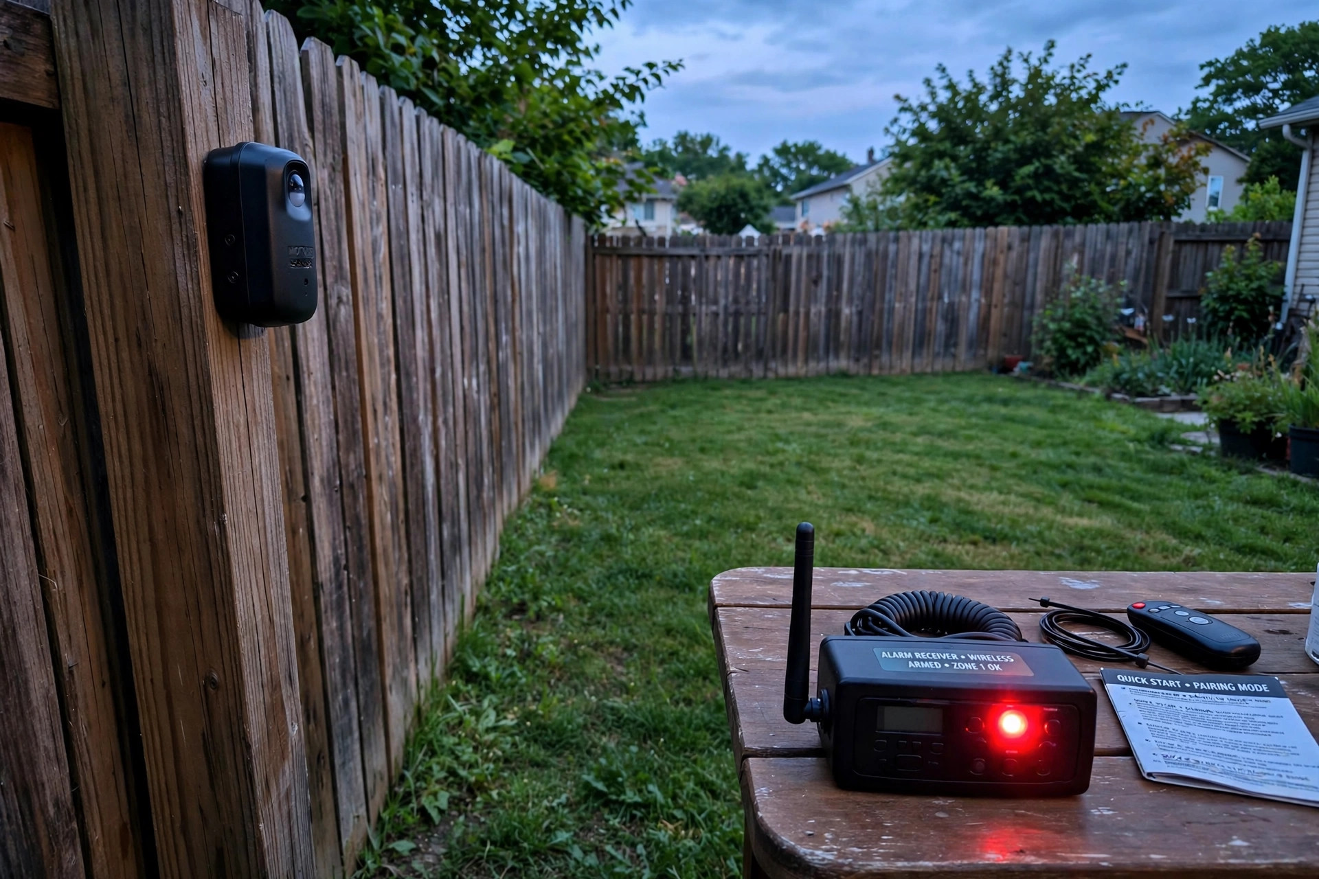 Best perimeter alarm for yard reviews usa shown as a wireless alarm system guarding a suburban backyard