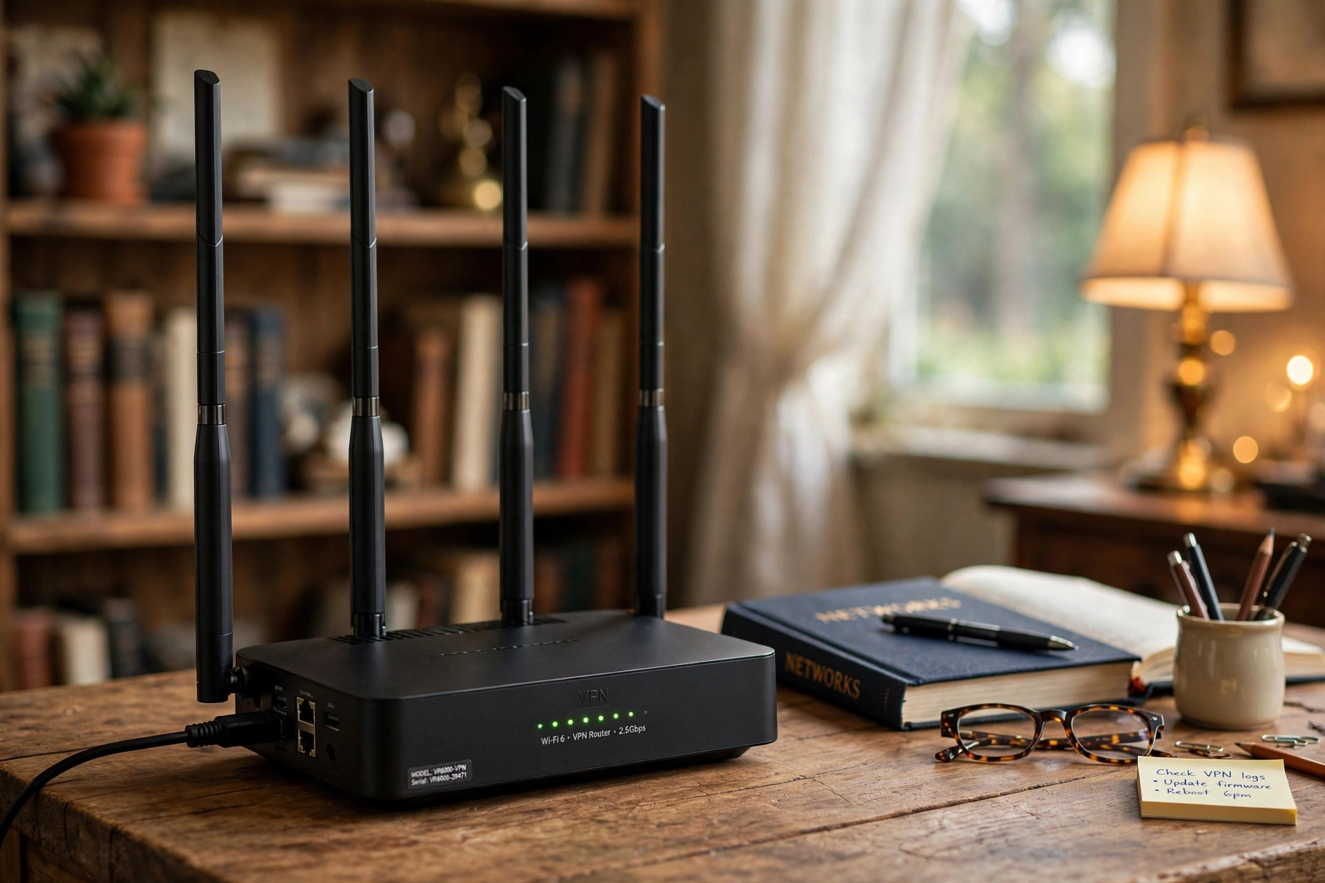 The best VPN router for smart home USA setups on a desk in a home office