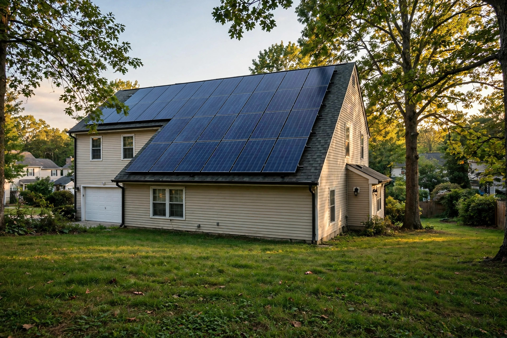 Rooftop solar panel array installed on a suburban American home, searched as best solar installer near me reviews 2026