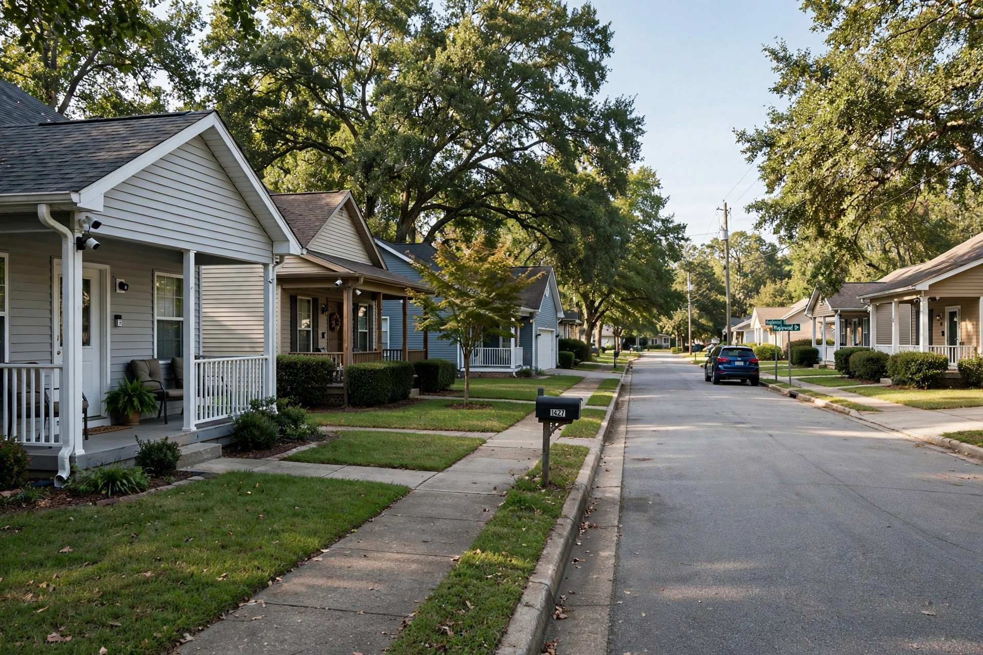best neighborhood watch camera sharing apps usa: Neighbors using a camera sharing app on a residential street