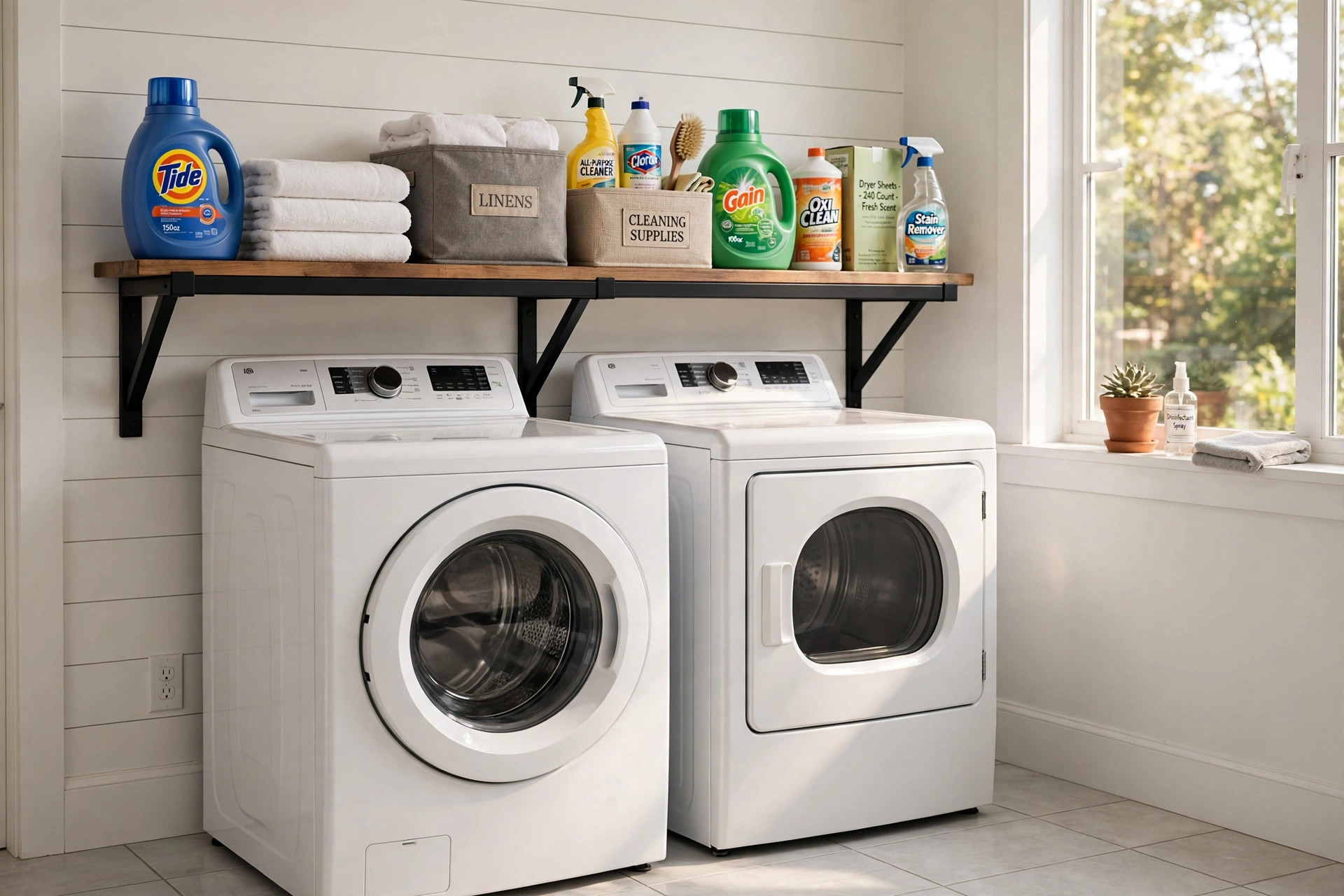 Heavy duty laundry room shelving buying guide in a real American laundry room