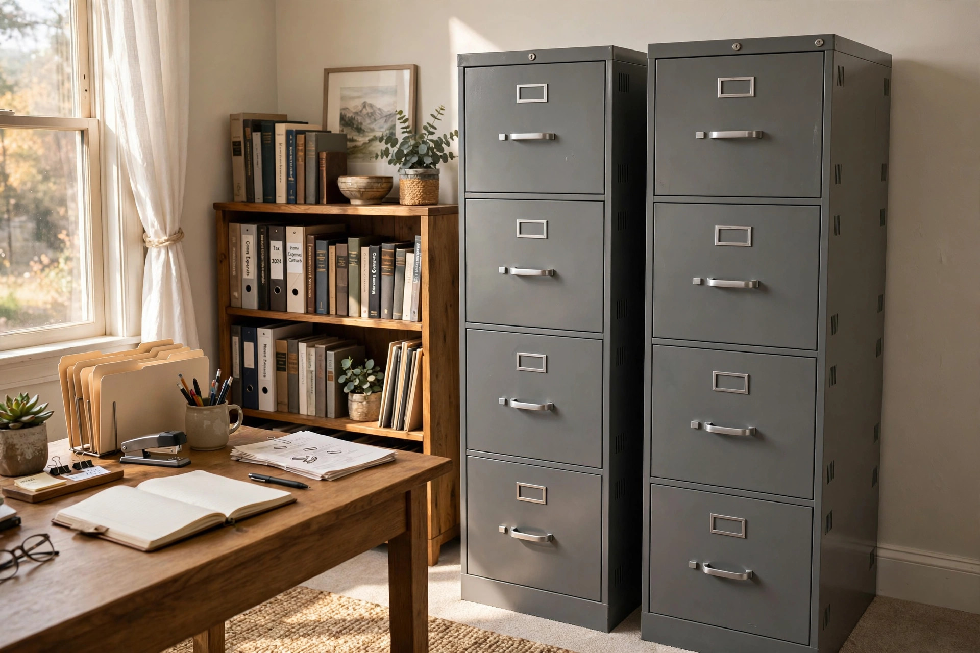 Heavy duty vertical file cabinets for sale in an American home office