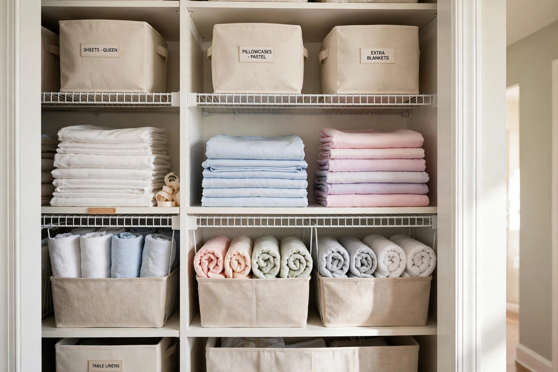 Best linen closet organizers for Texas homes in a tidy closet