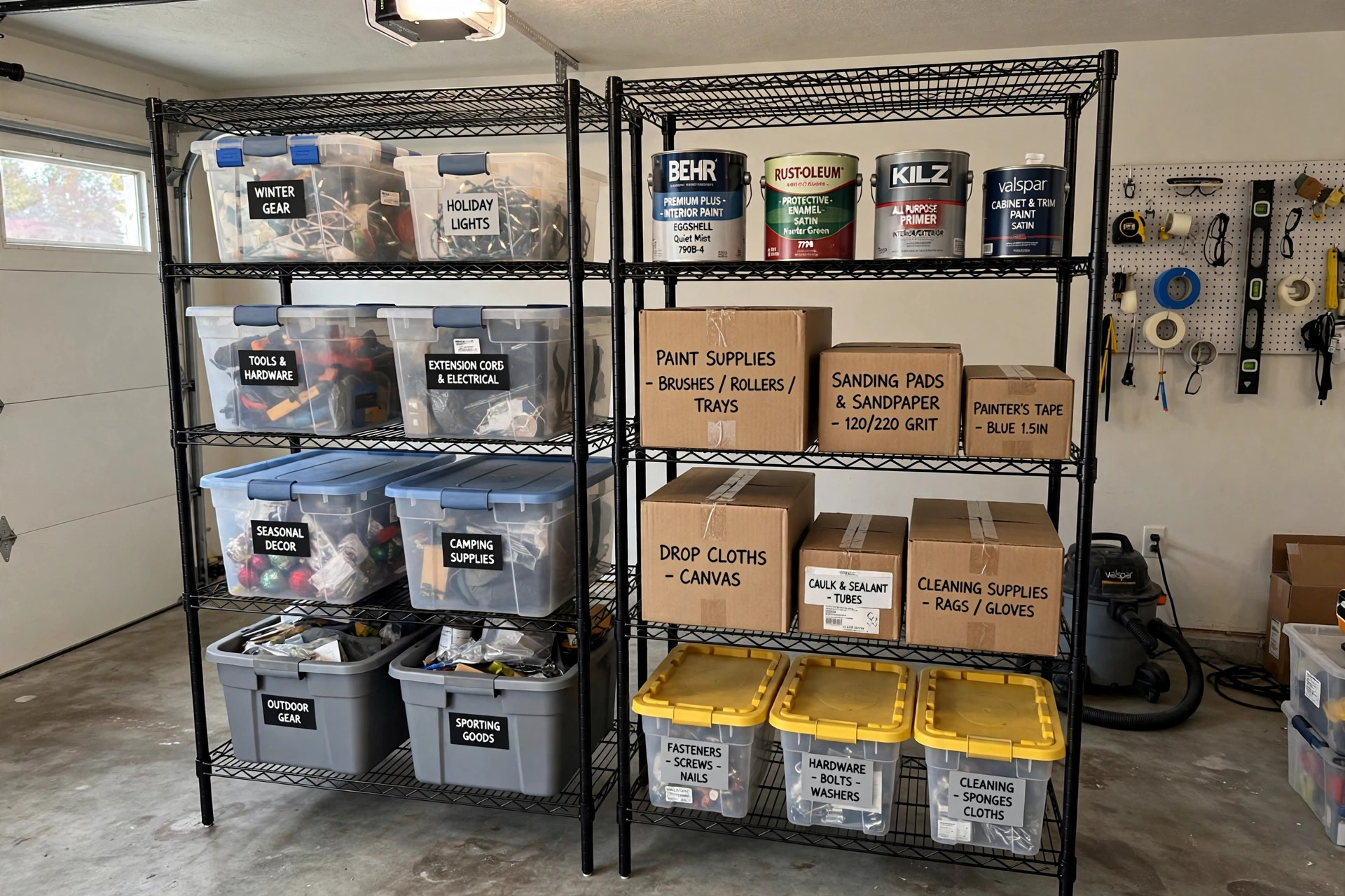 buy heavy duty wire shelving online in florida: Heavy duty wire shelving units in a garage