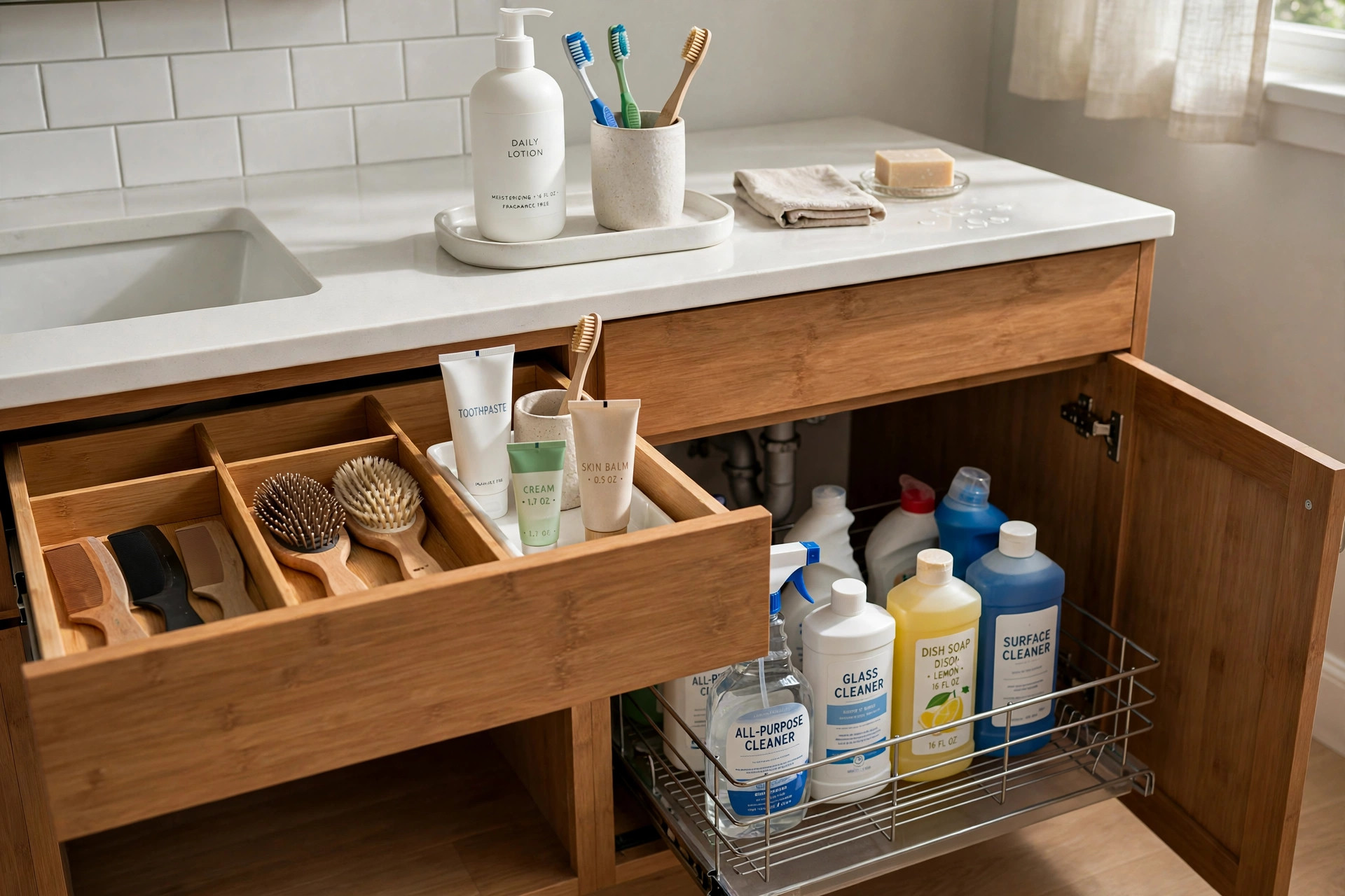 Bathroom vanity organizers reviews and buying guide with neat trays on a vanity