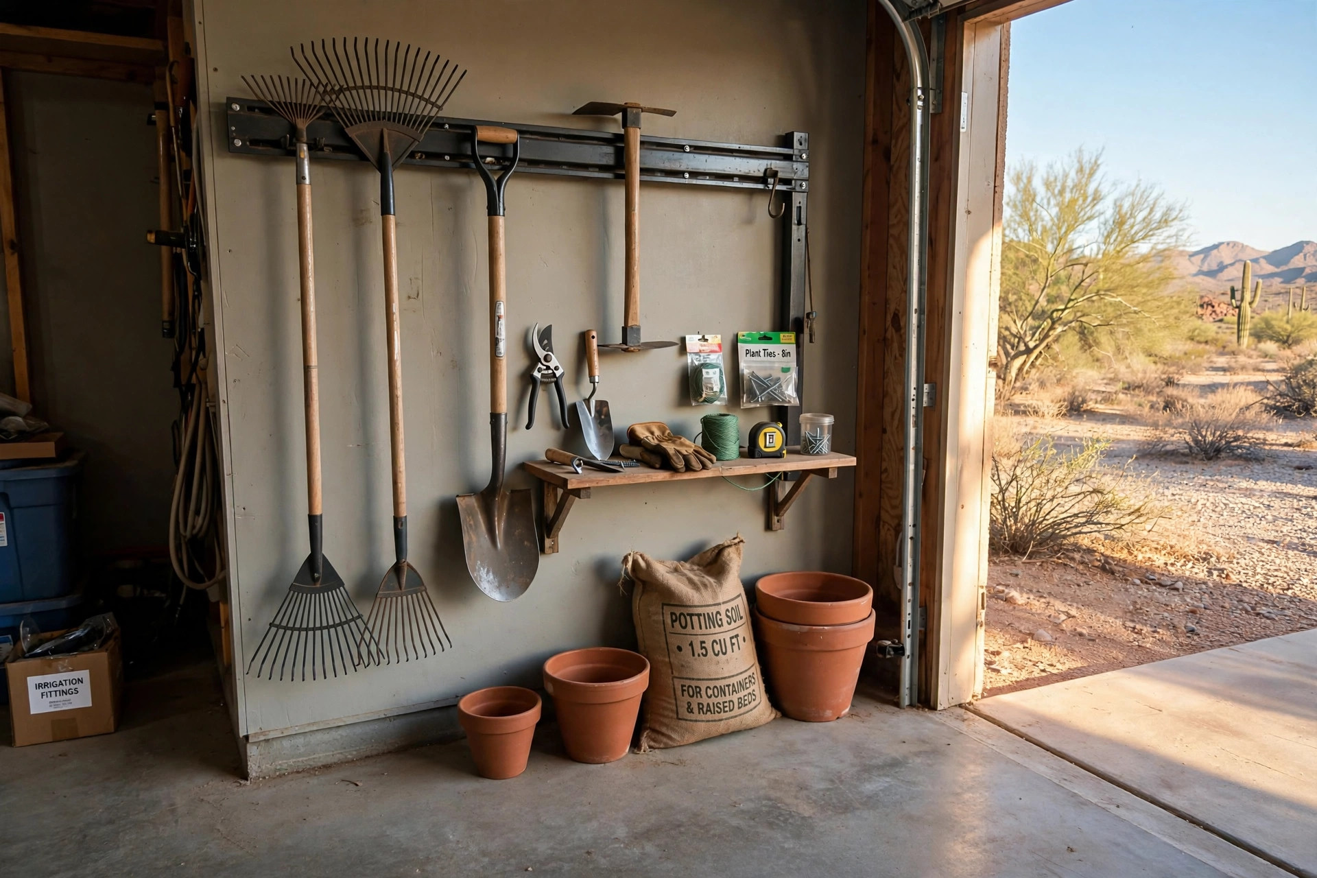 where to buy garden tool organizers in arizona: Garden tool organizers in an Arizona garage shed
