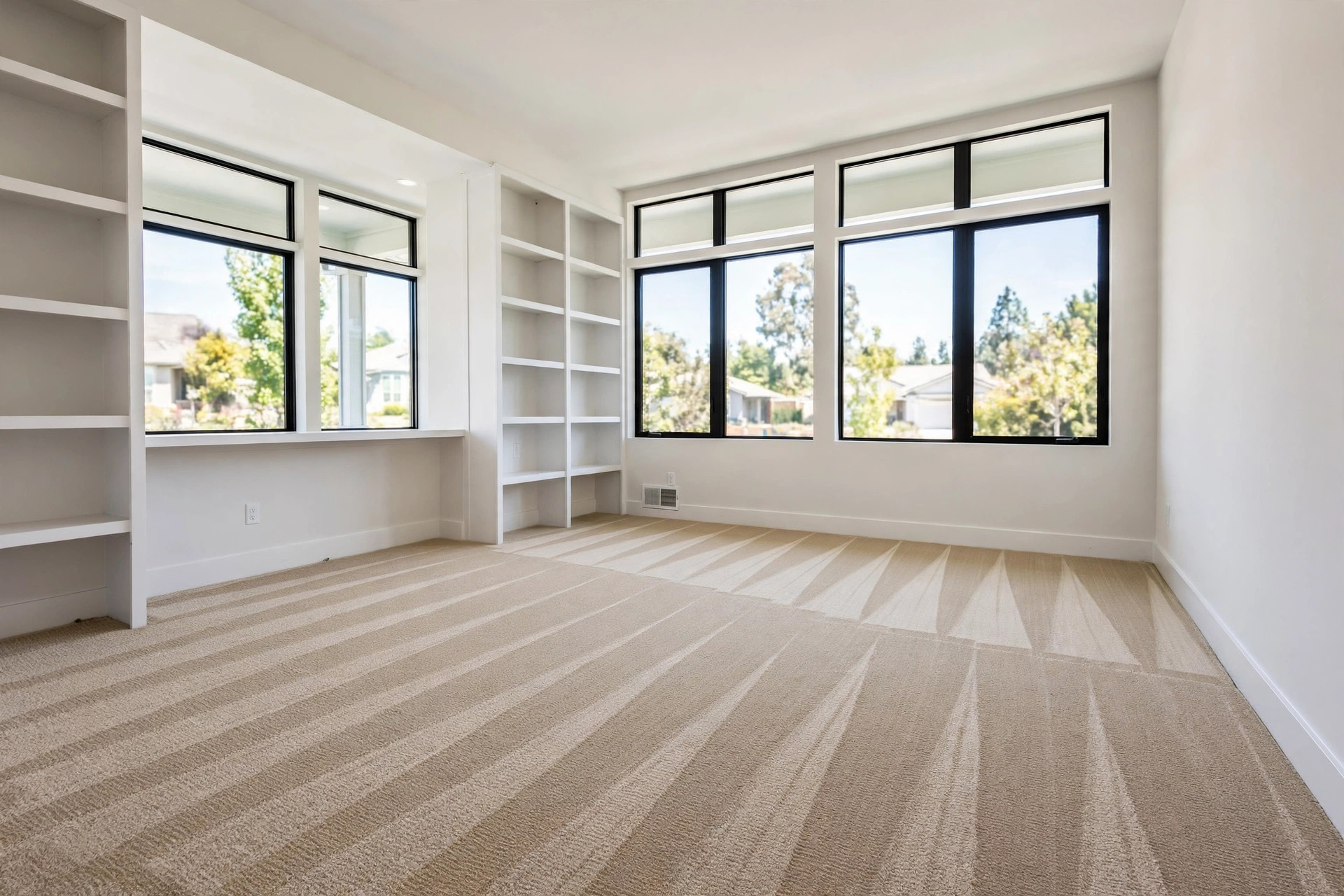 reliable move out cleaning services in colorado: Sparkling clean empty living room in a Colorado home ready for move out cleaning