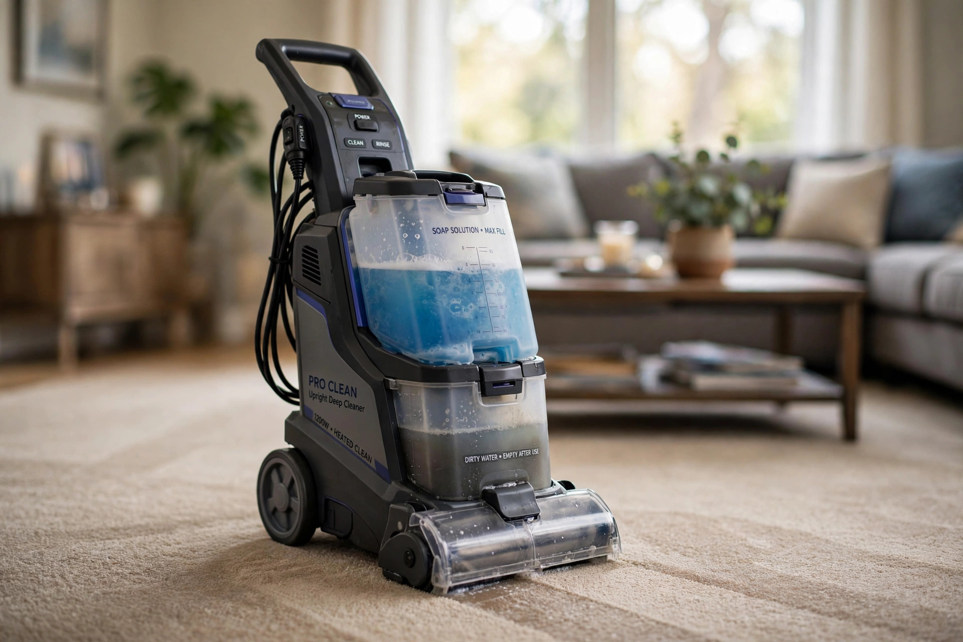 professional grade carpet deep cleaning machines for sale: Professional grade carpet deep cleaning machine on a living room carpet