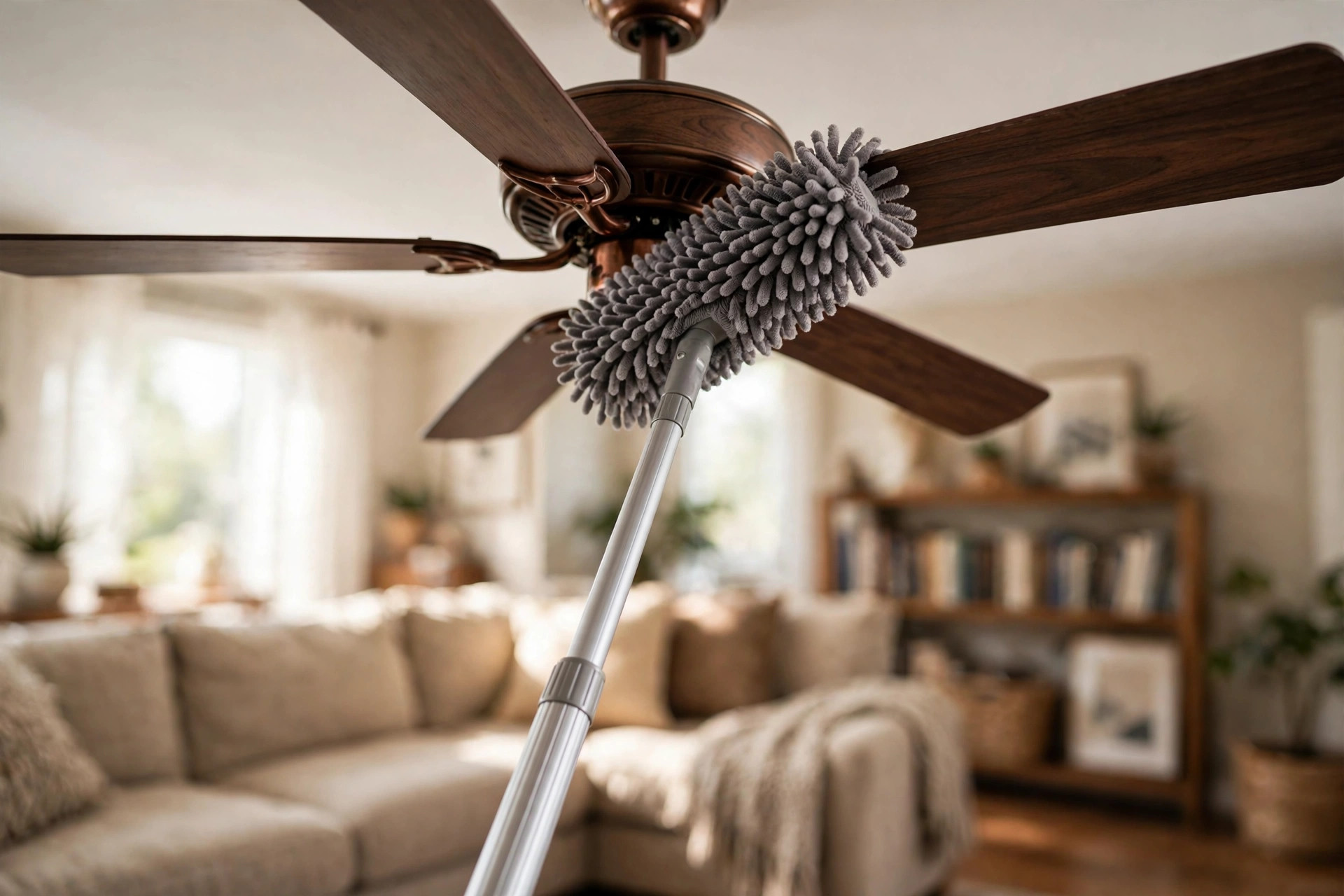 Ceiling fan duster head with extendable pole for the reliable ceiling fan dusters buying guide