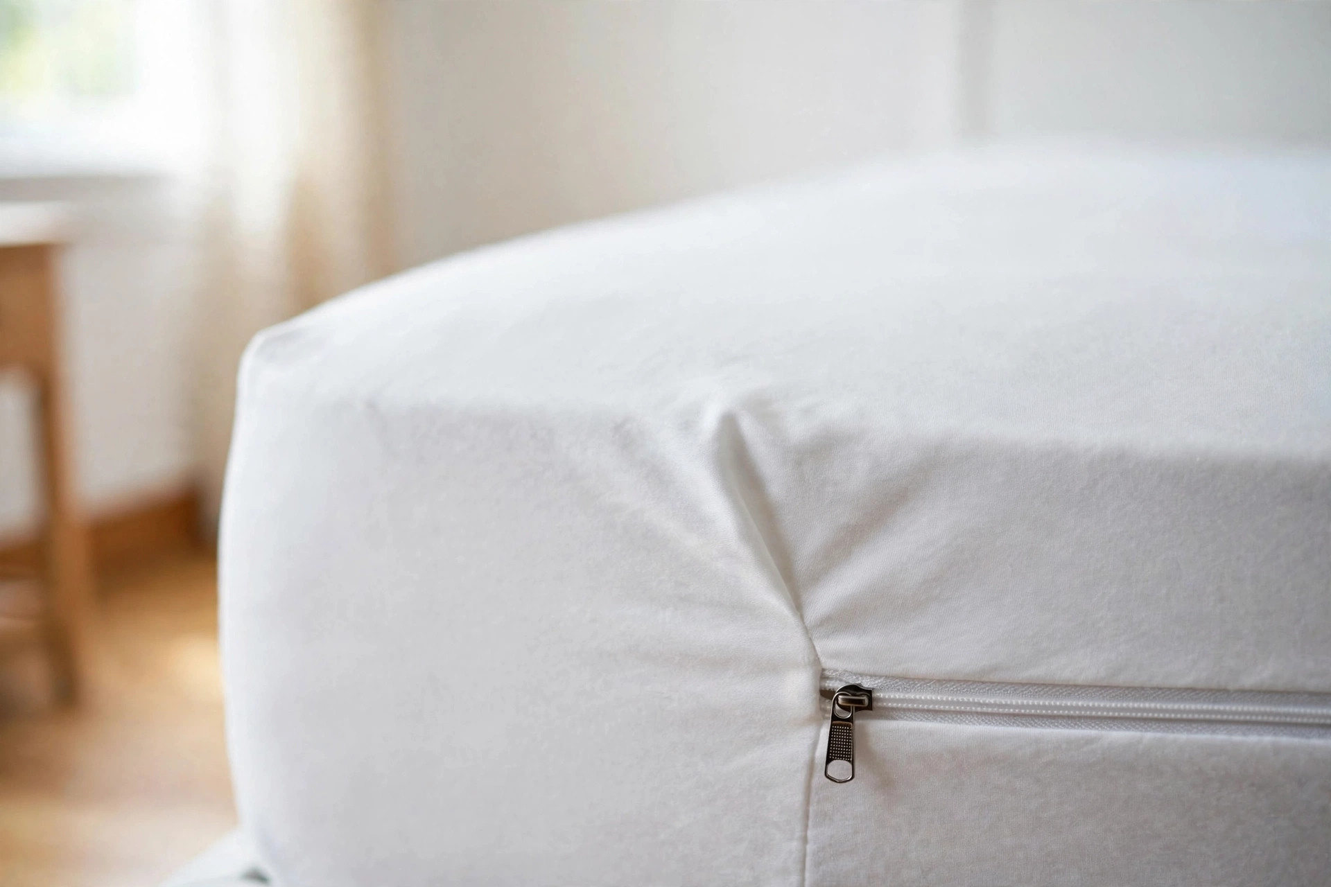 Dust mite mattress covers price comparison USA: white zippered mattress cover on a bed