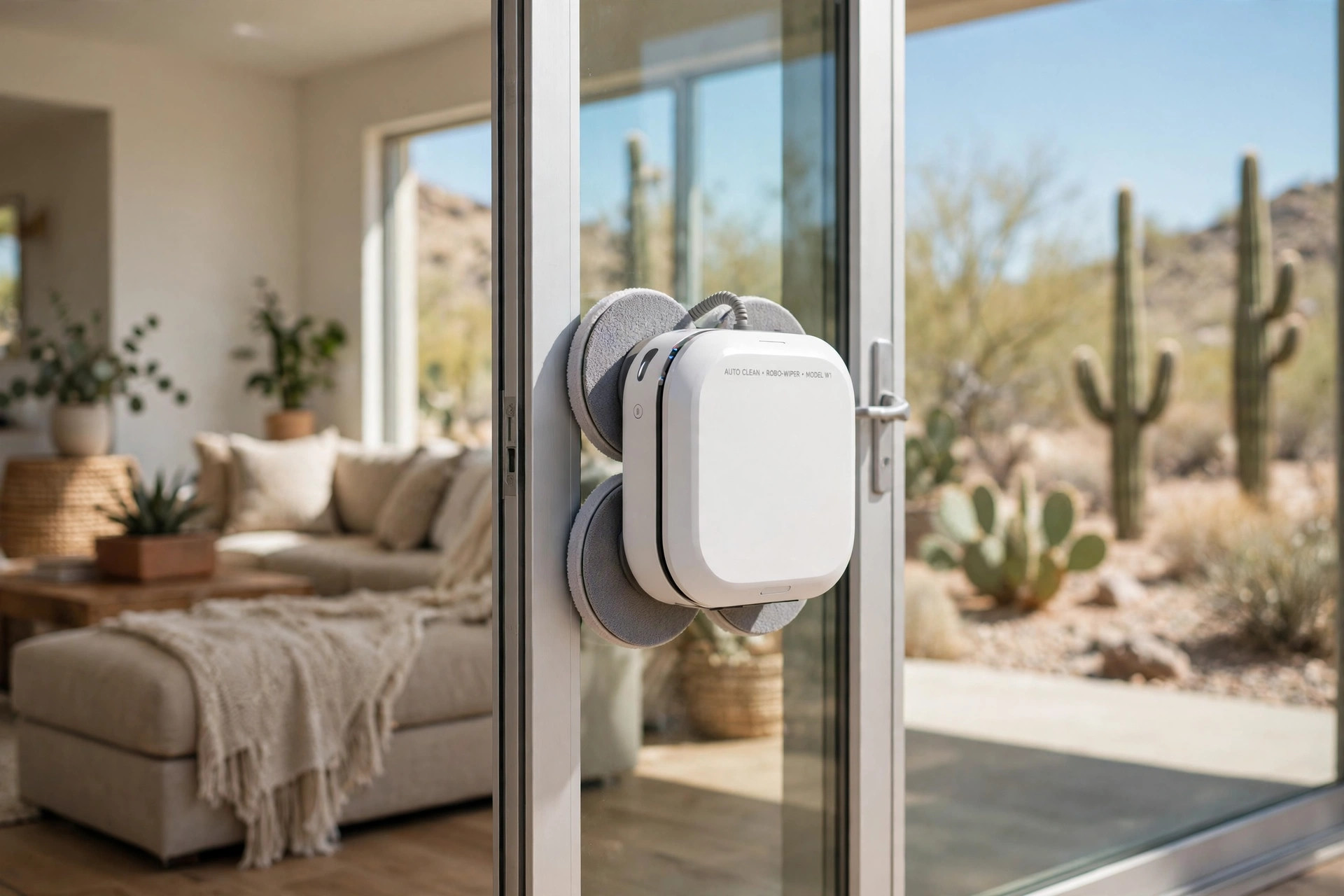 where to buy window cleaning robots in arizona: A window cleaning robot on a glass pane in an Arizona home