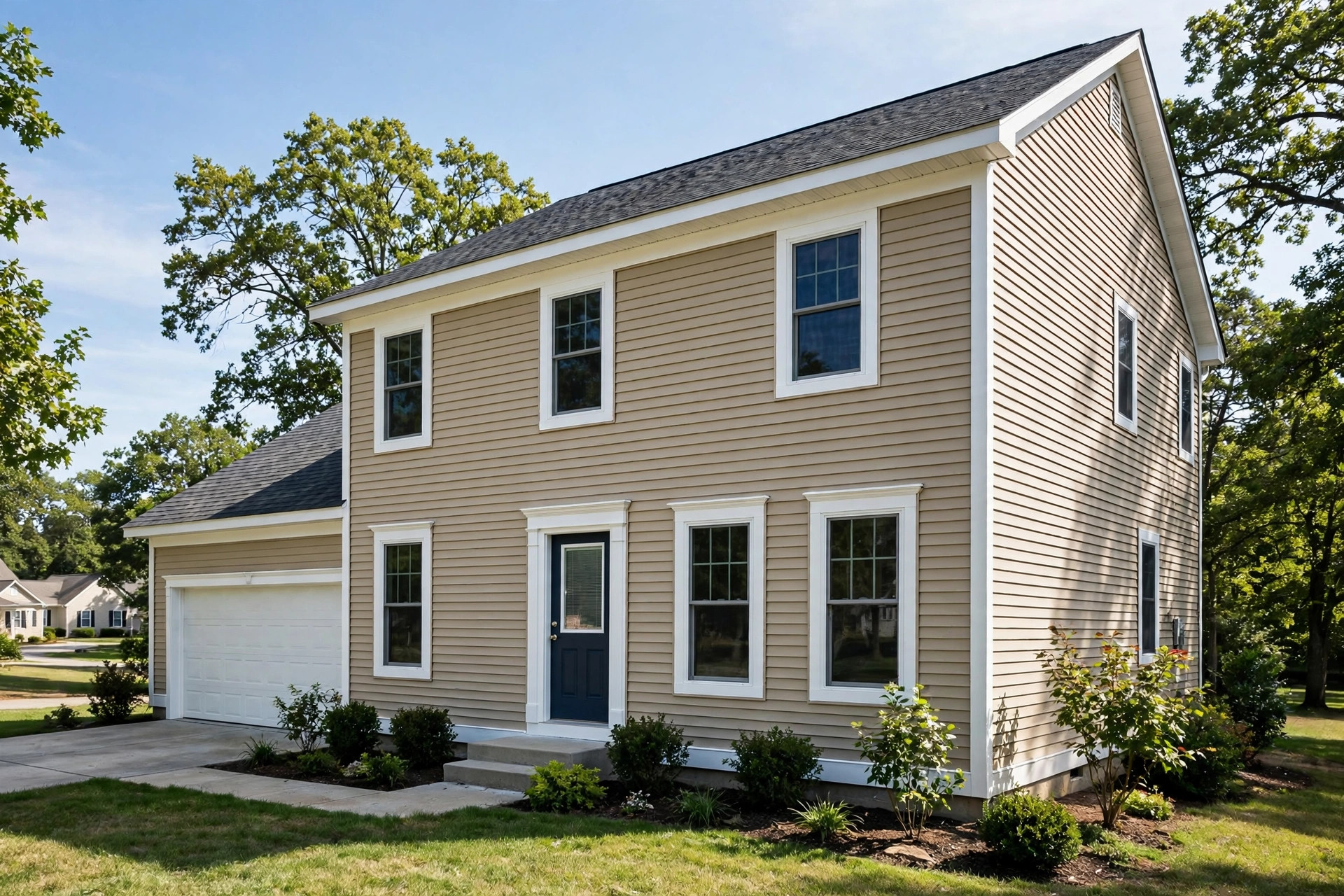 top rated exterior trim replacement reviews: New exterior trim boards installed on a suburban American home