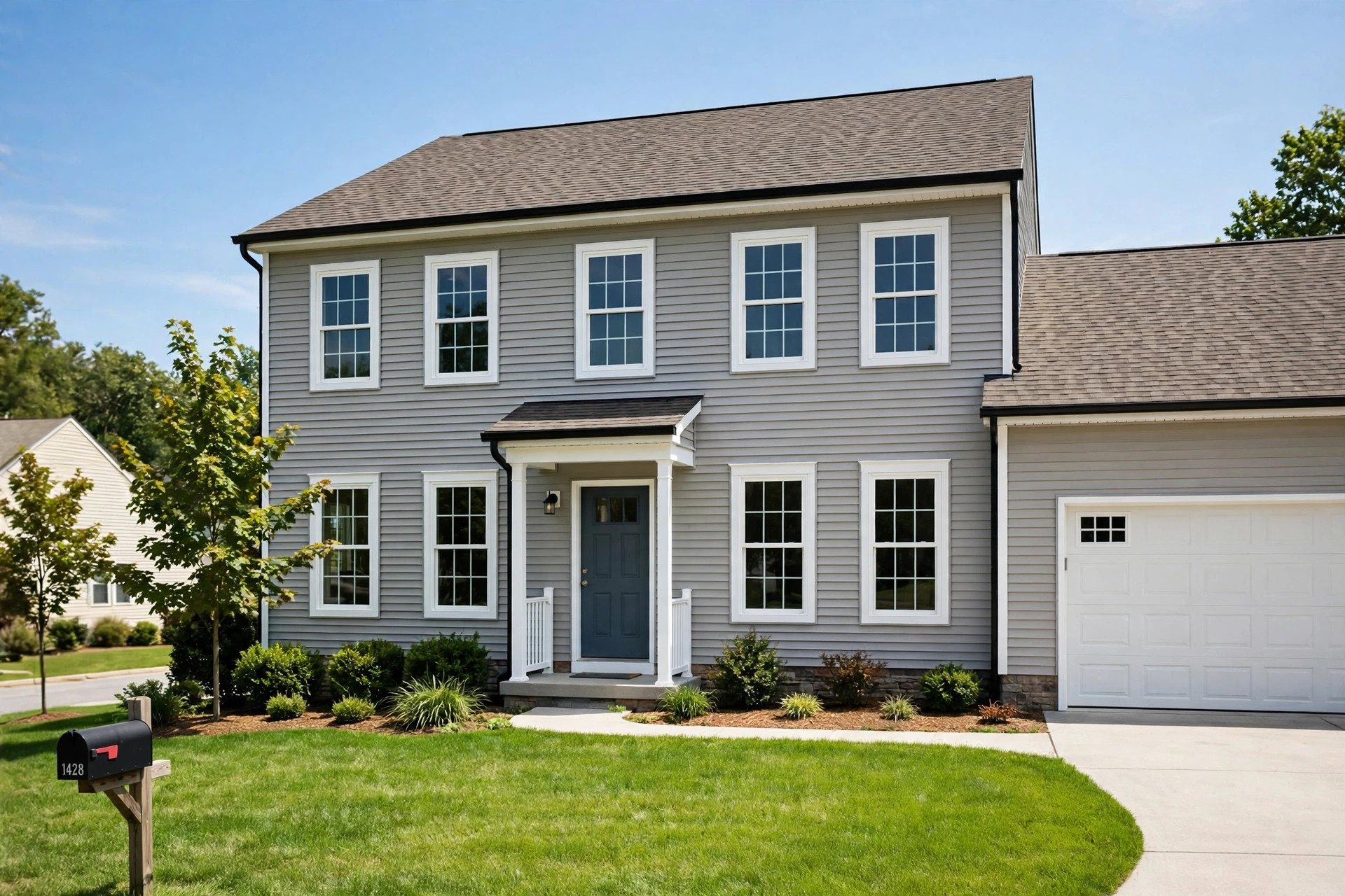 buy vinyl replacement windows online in the usa: Vinyl replacement windows installed in an American home