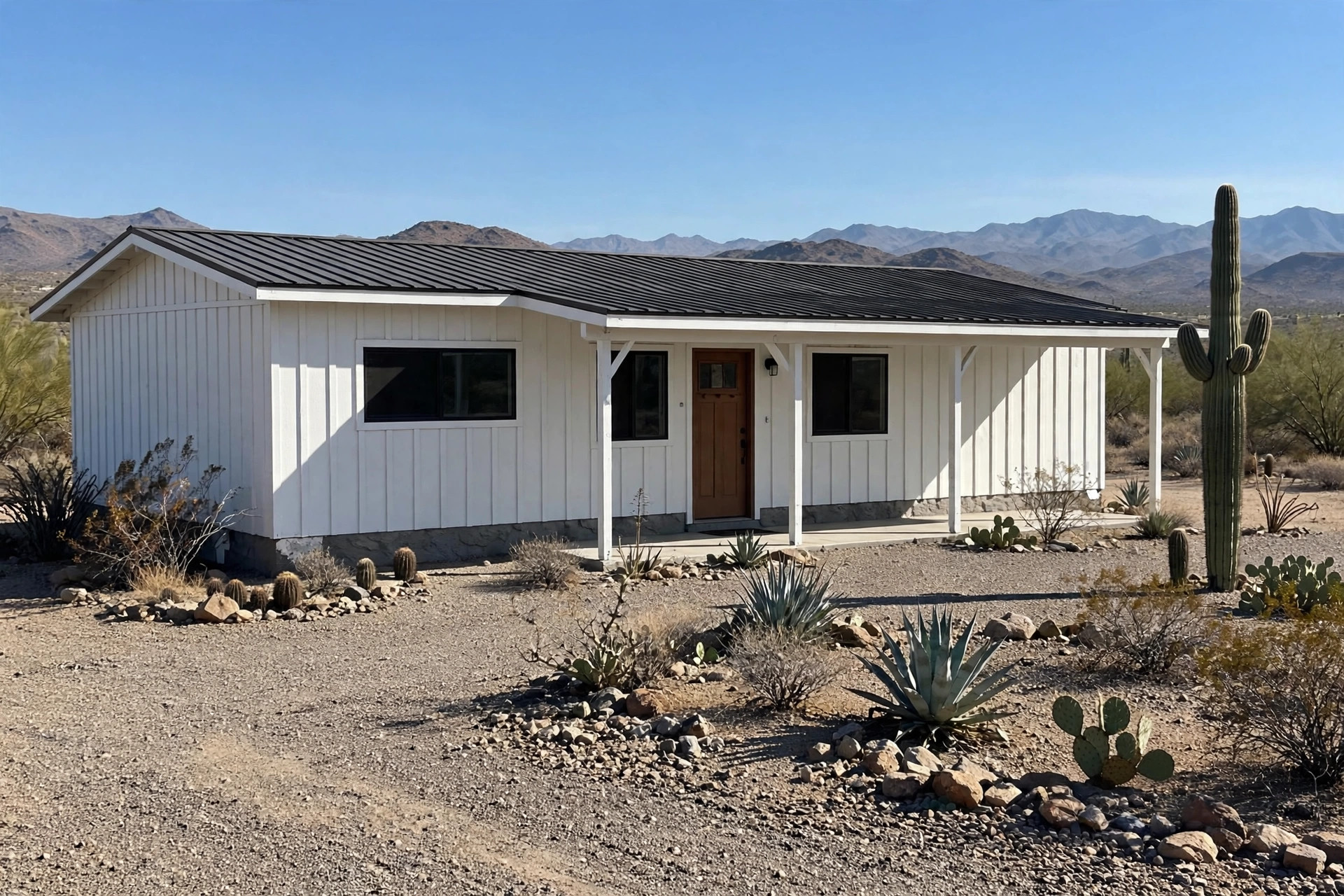 buy board and batten siding online in arizona: Board and batten siding on an Arizona ranch home