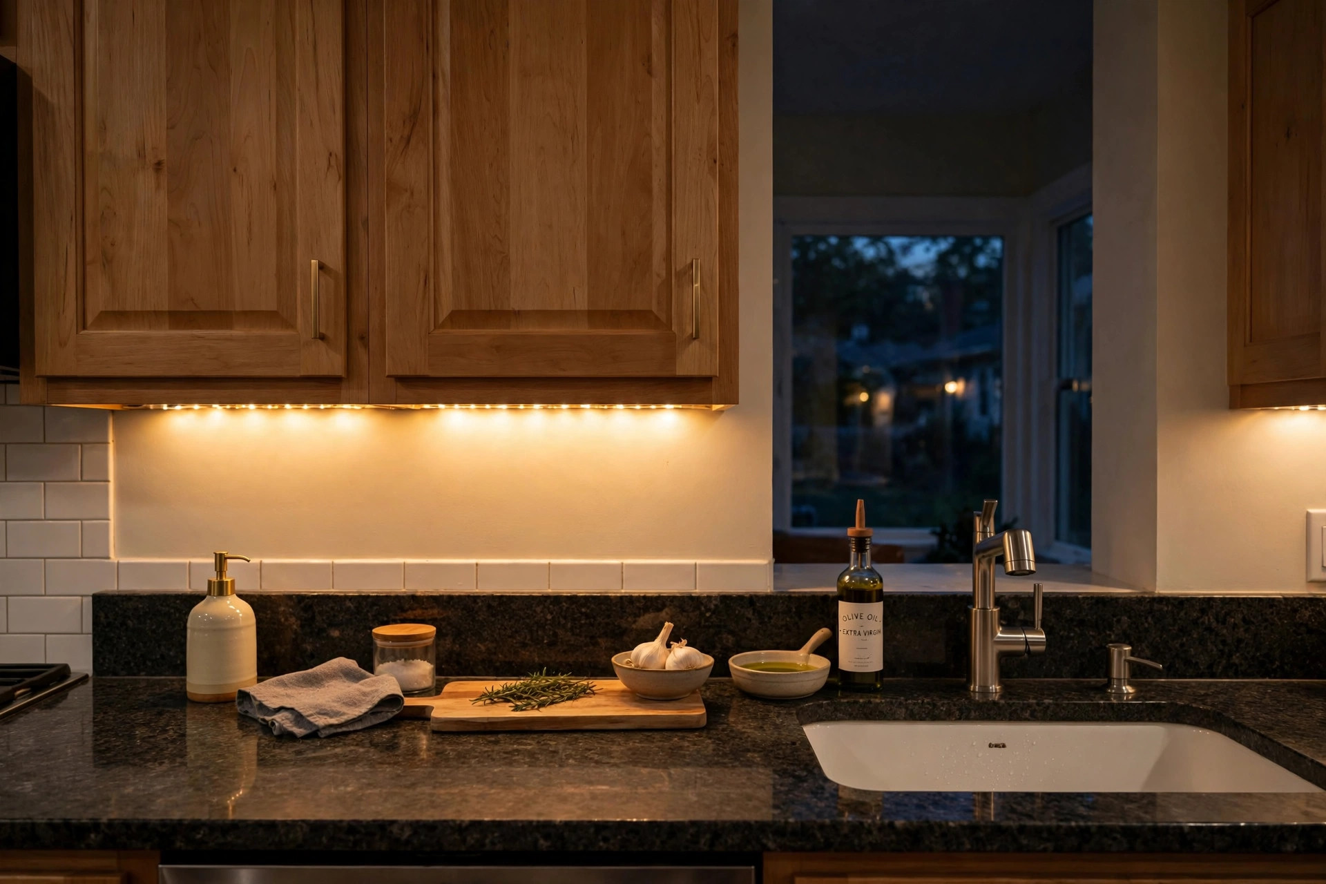 Under cabinet strips deals near me - LED strip lights installed under kitchen cabinets