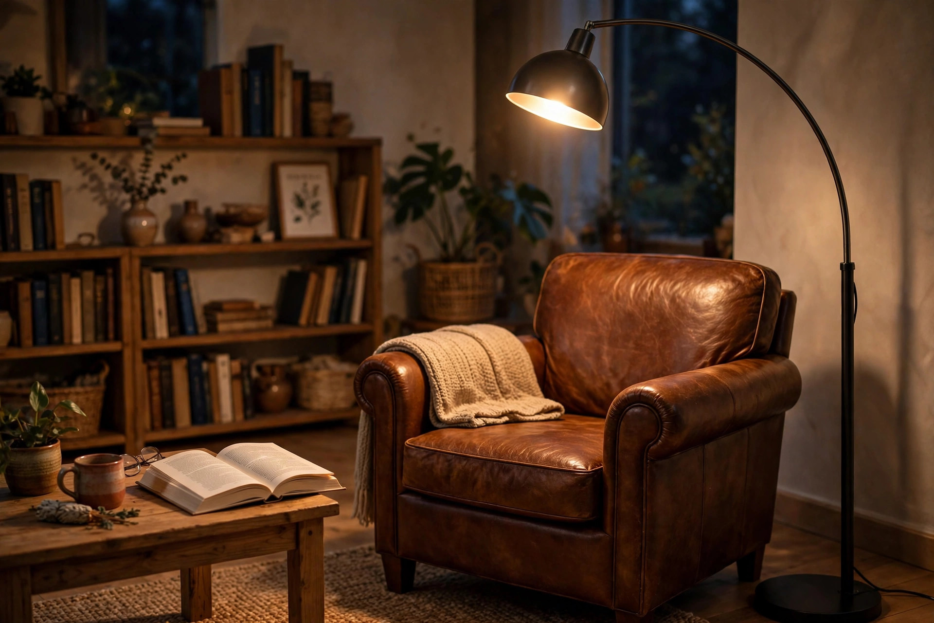 reading floor lamps reviews buying guide usa: Reading floor lamps in a home reading nook