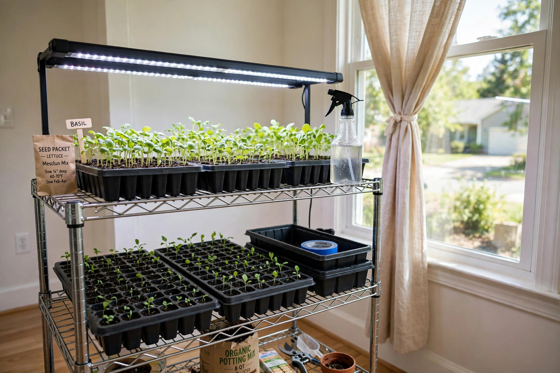 indoor grow lights where to buy usa: Indoor grow lights where to buy in the USA: LED grow light over seedling trays