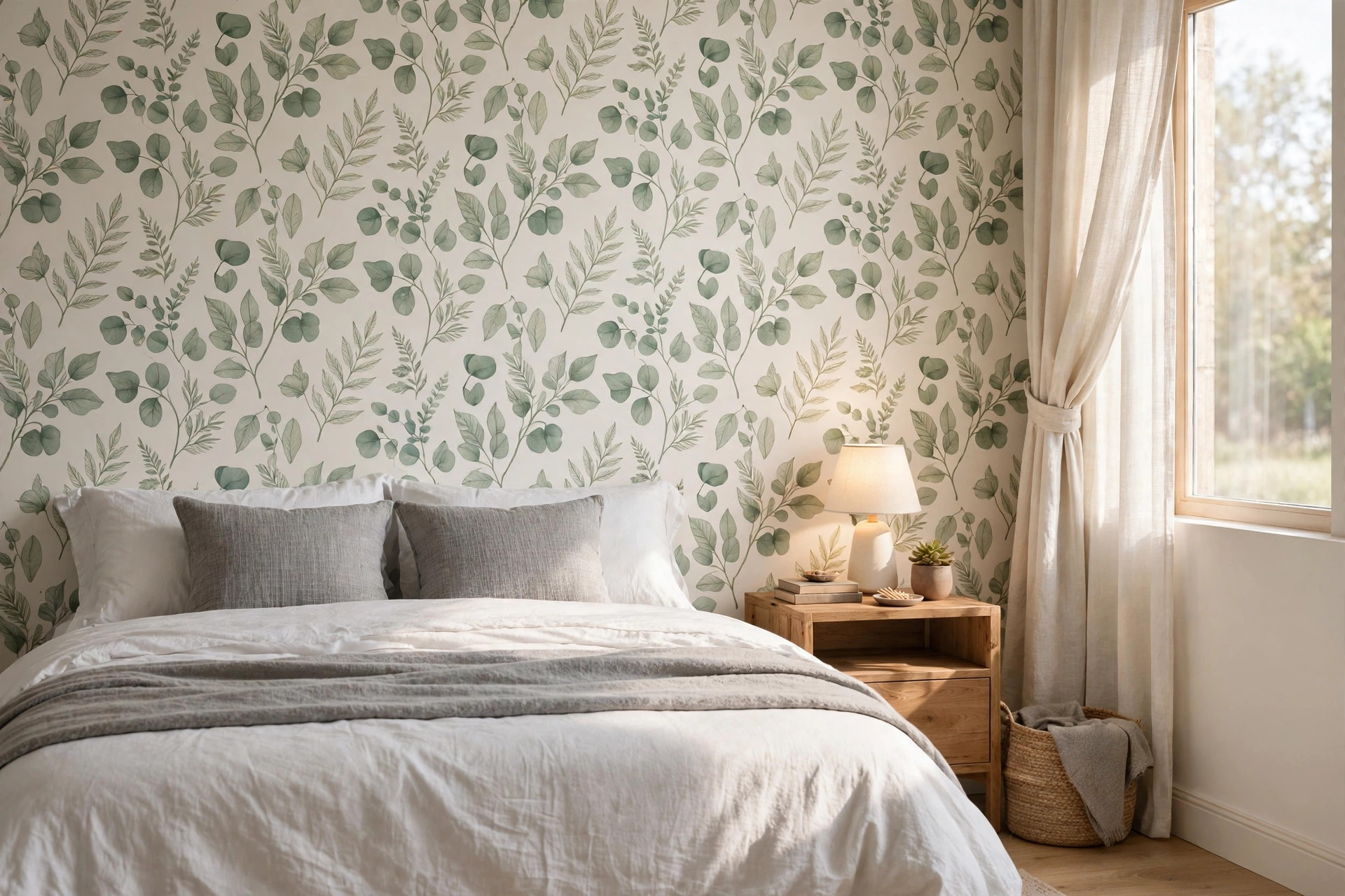 removable wallpaper for renters reviews usa: Removable wallpaper for renters in an American apartment bedroom