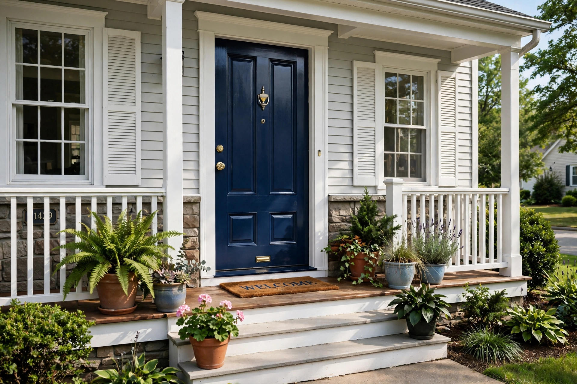 best paint for front door usa reviews: A freshly painted front door with a long-lasting exterior finish in a real American home