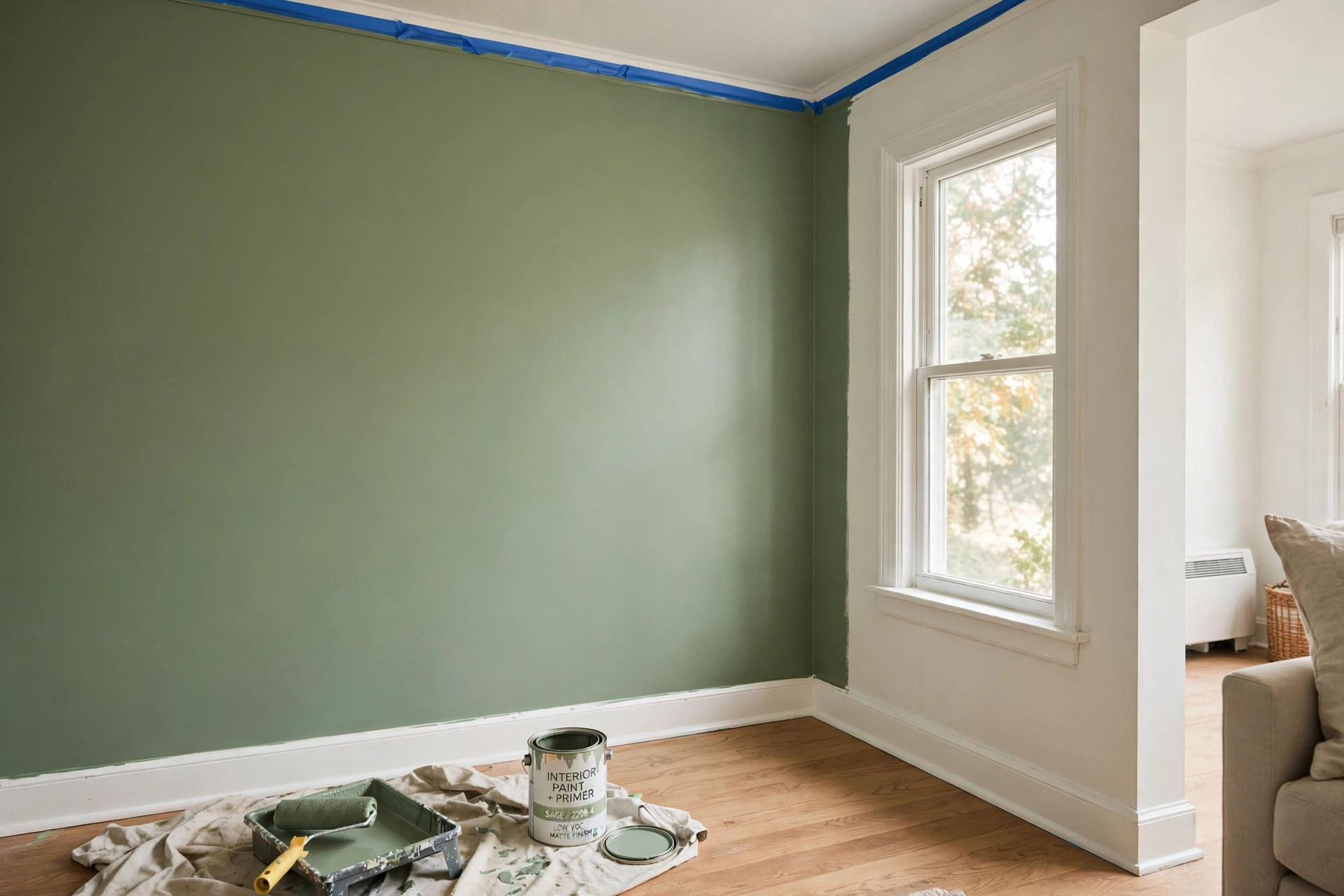 Freshly painted living room showing interior painting cost per square foot 2026