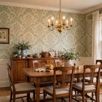 wallpaper installer near me for dining rooms: Fresh wallpaper in a classic American dining room