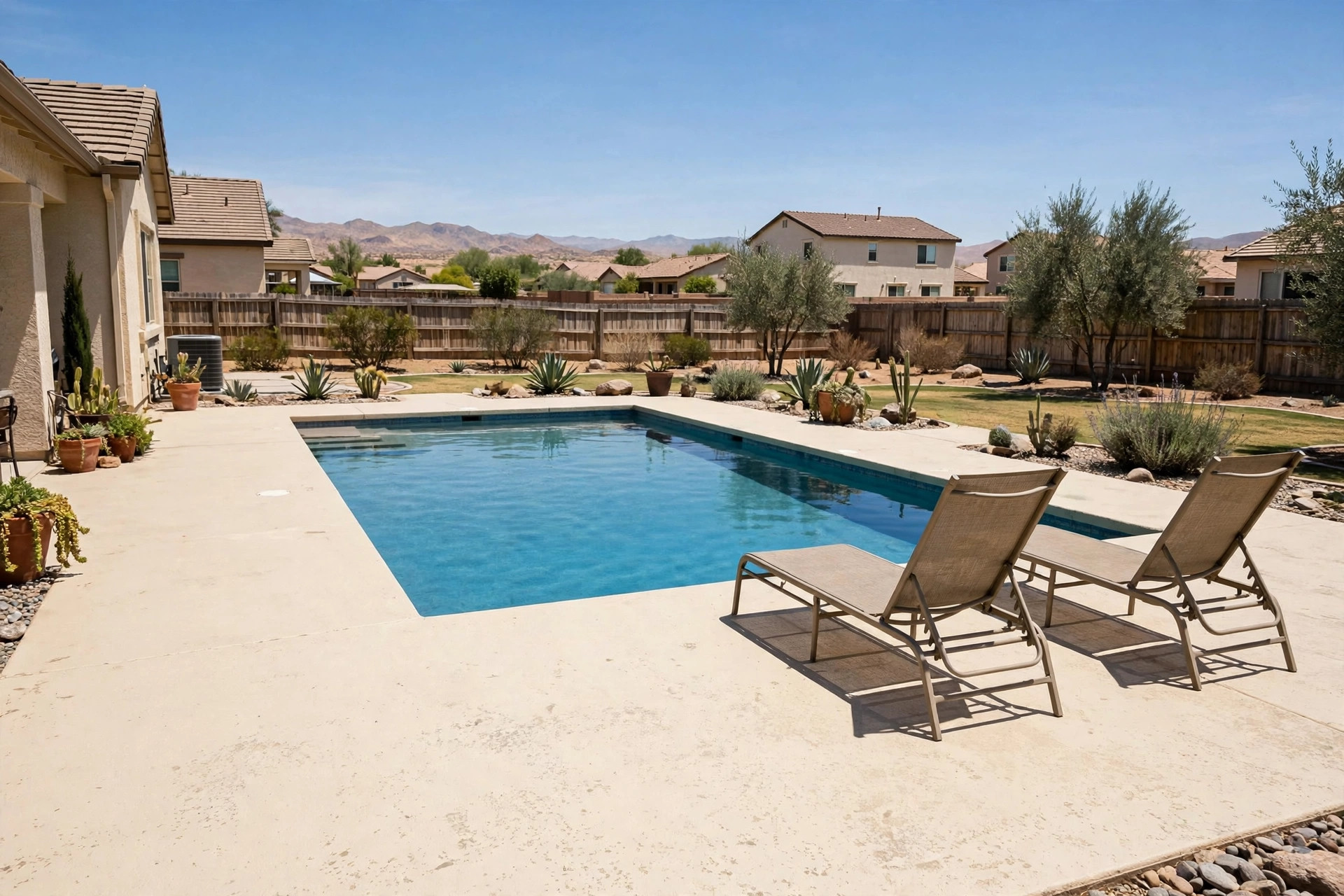 pool deck paint reviews for hot climates: Pool deck with light-colored paint for hot climates