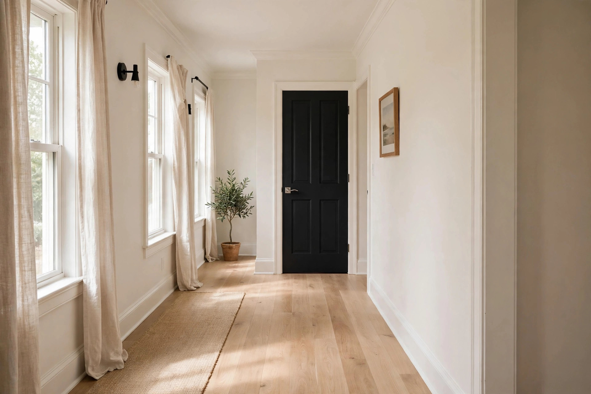 Black paneled interior door painted with the best black paint for interior doors usa