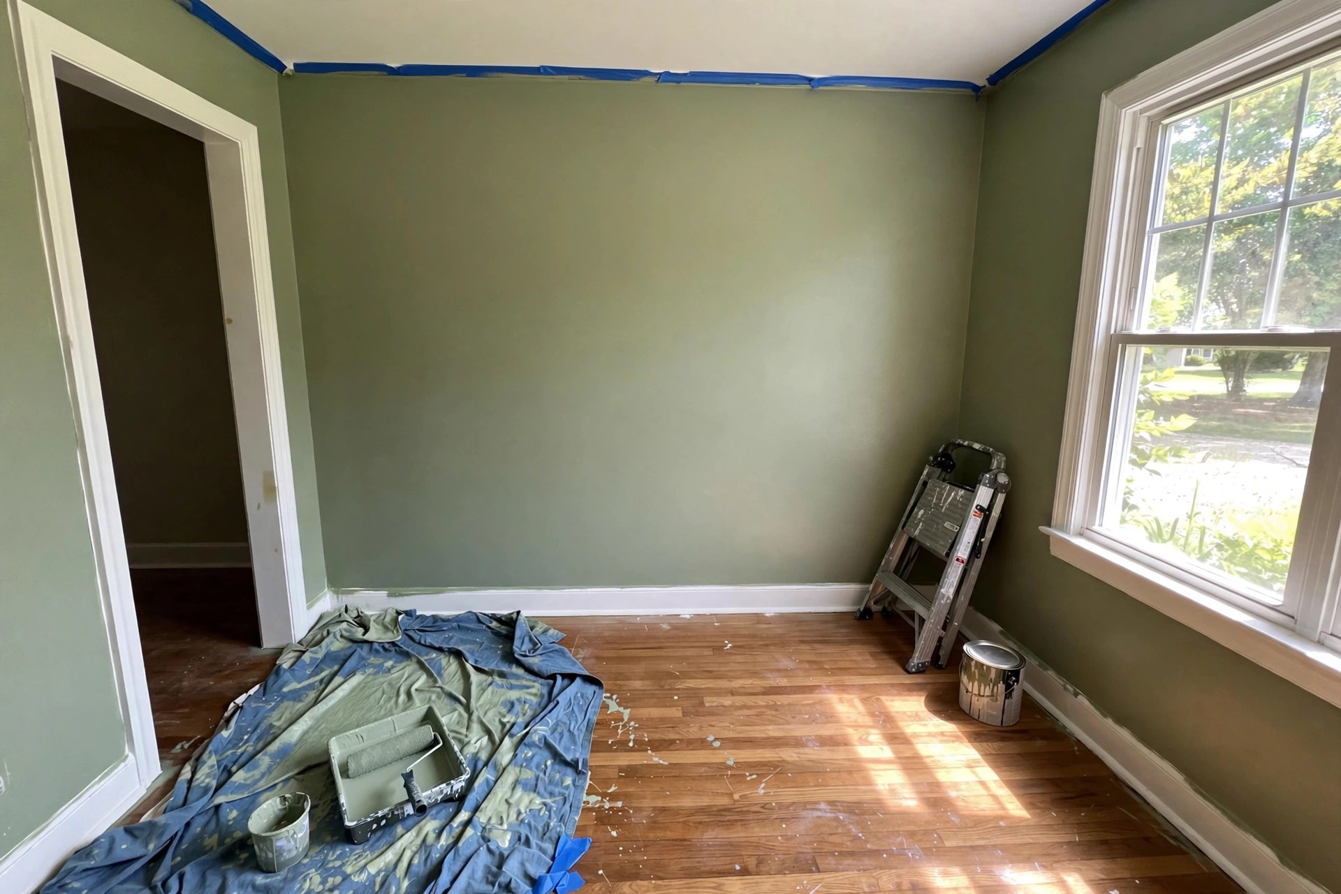 how to hire a house painter usa guide: Freshly painted living room wall after a pro house painter job