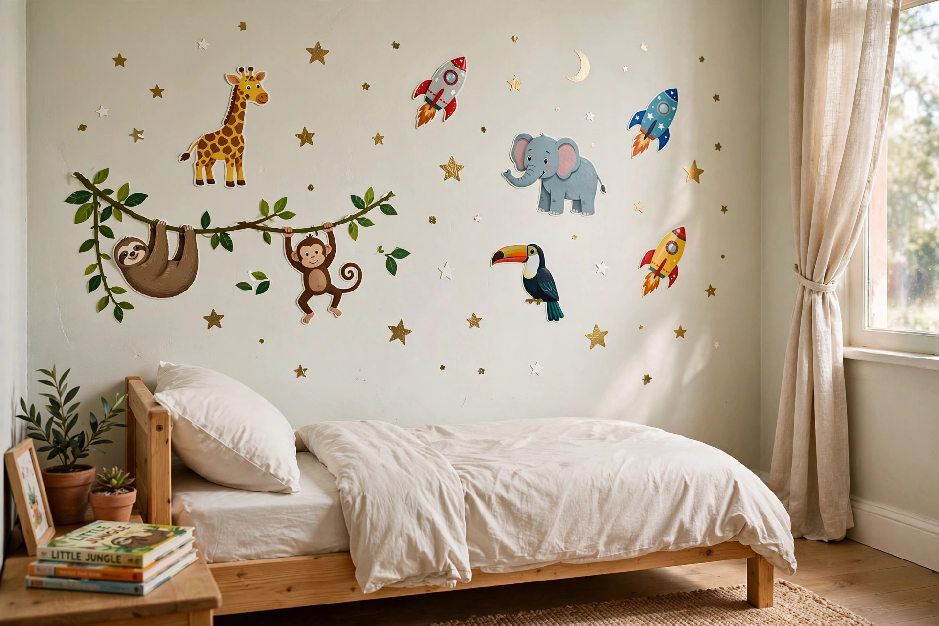 wall decals for kids rooms reviews usa: Colorful wall decals for kids rooms on a bedroom wall