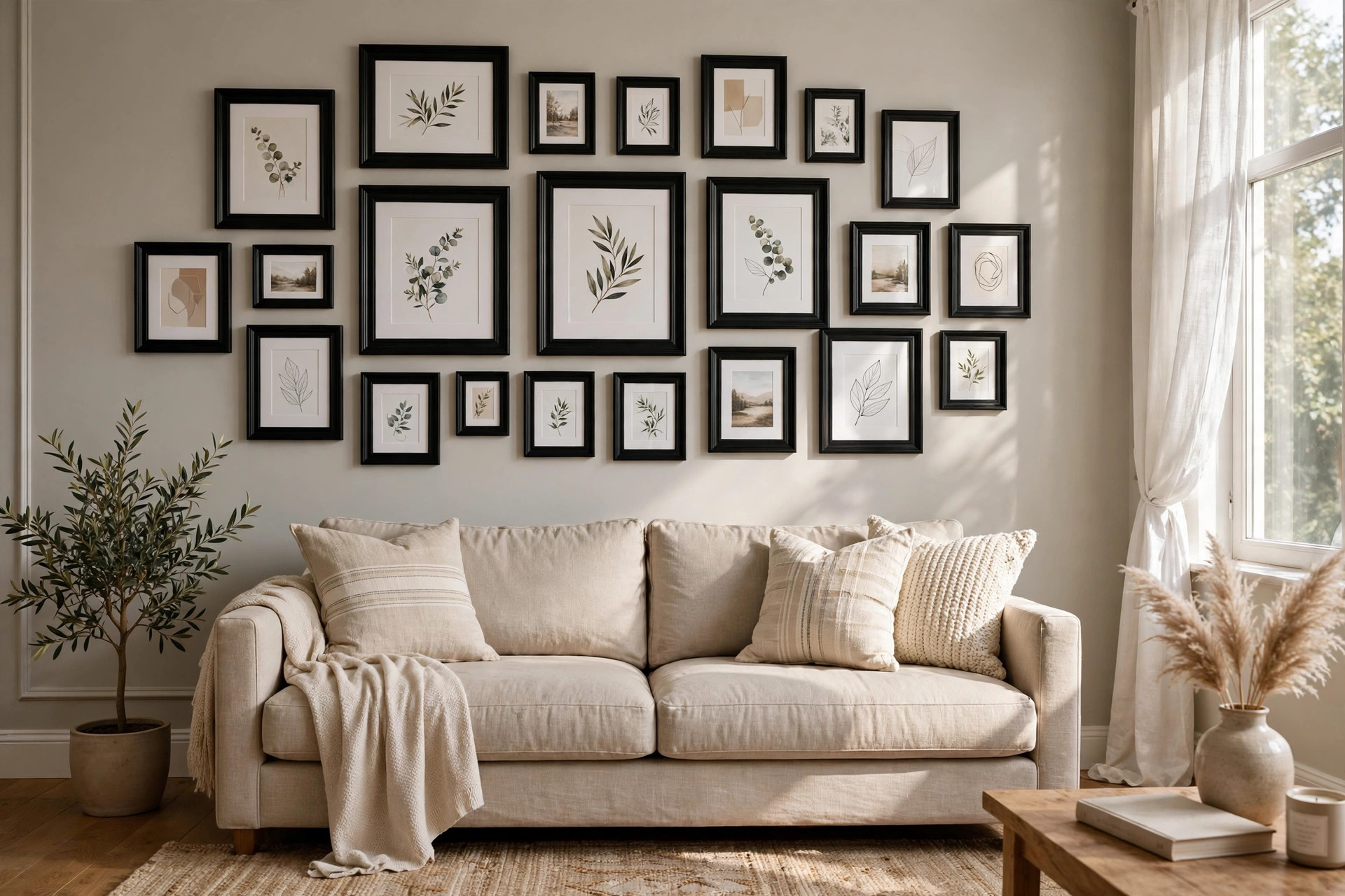 gallery wall frame sets for sale usa hung above a living room sofa