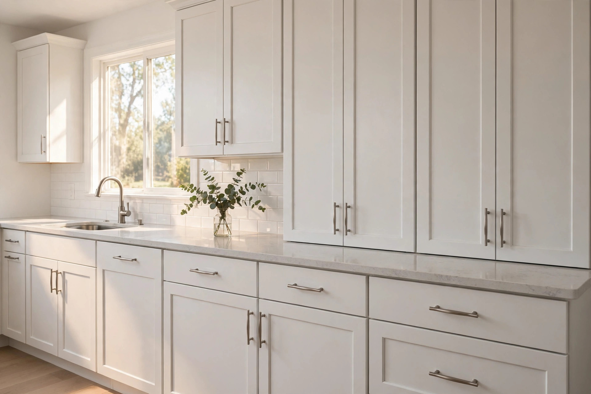 Freshly painted laminate kitchen cabinets with the best paint for laminate cabinets USA reviews recommend
