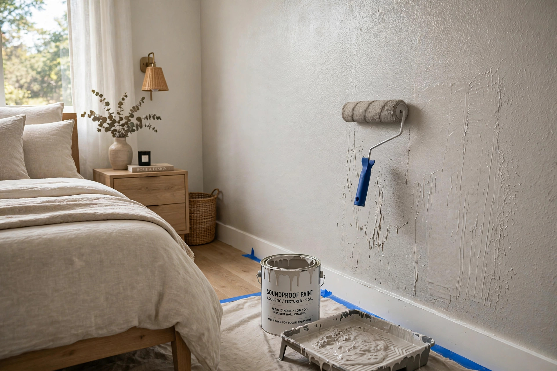 soundproof paint does it work reviews: Bedroom wall painted with soundproof paint to test if it works