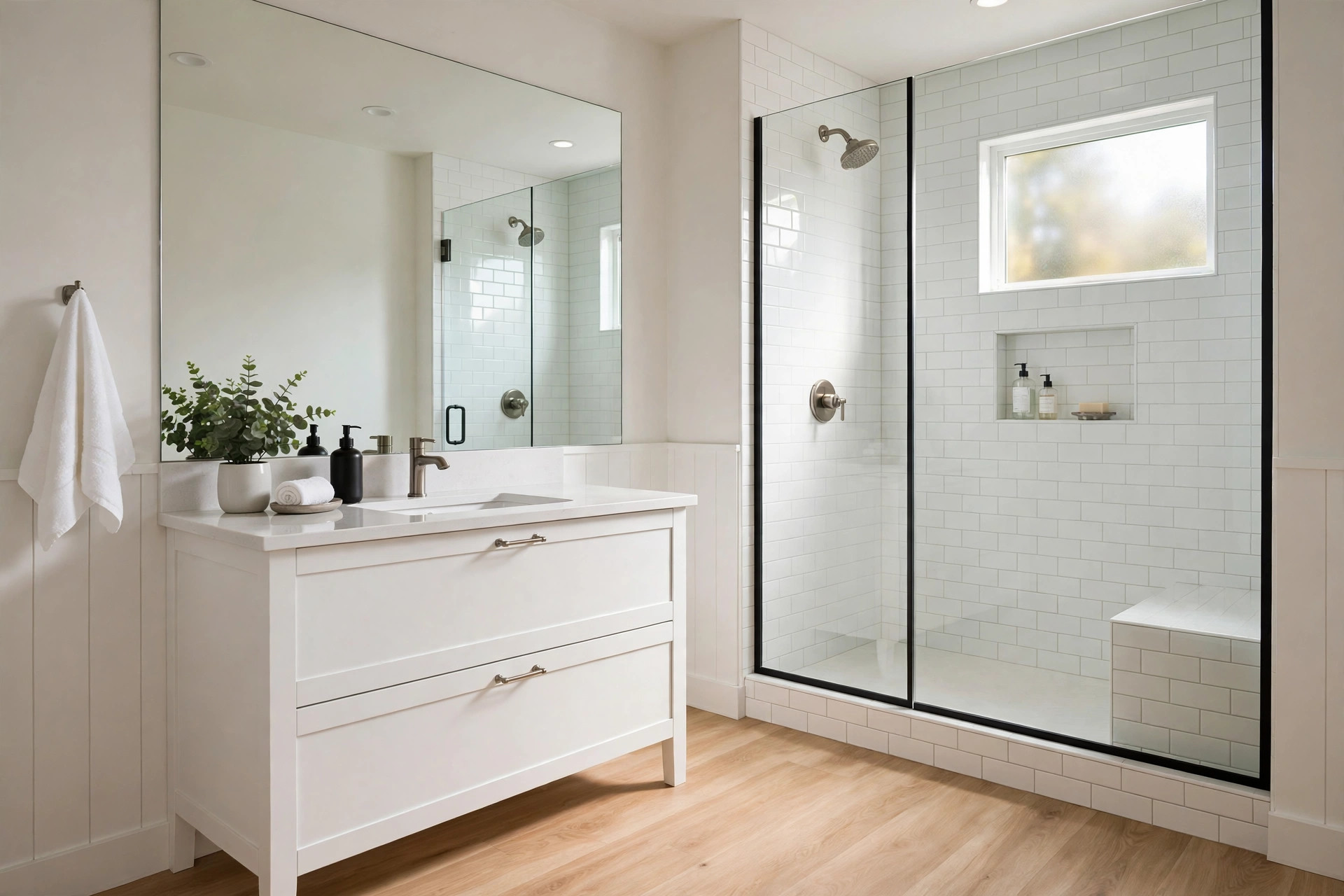 waterproof laminate flooring for bathrooms usa: Waterproof laminate flooring in an American bathroom