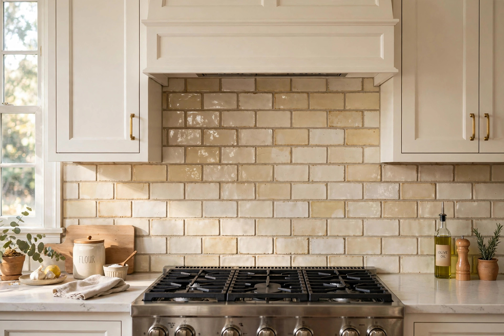 handmade subway tile for kitchen reviews usa: Handmade subway tile backsplash in a kitchen