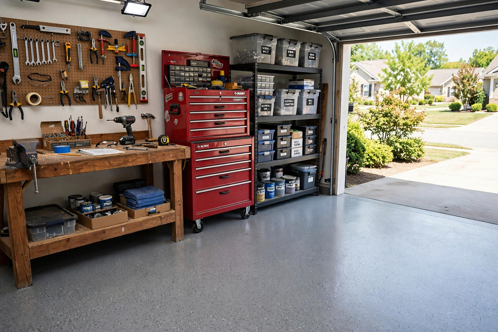 Epoxy workshop flooring options for home garage