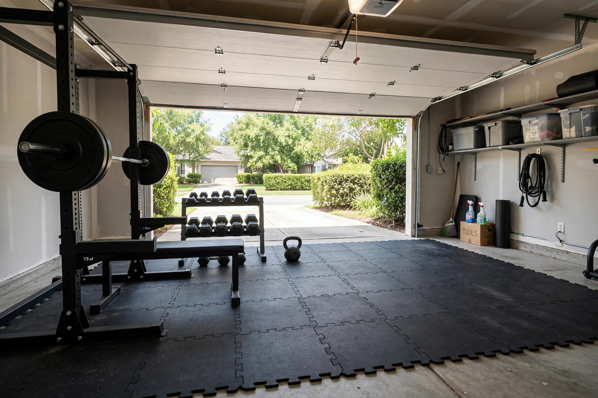 home gym flooring over concrete reviews usa: home gym flooring over concrete in a garage gym