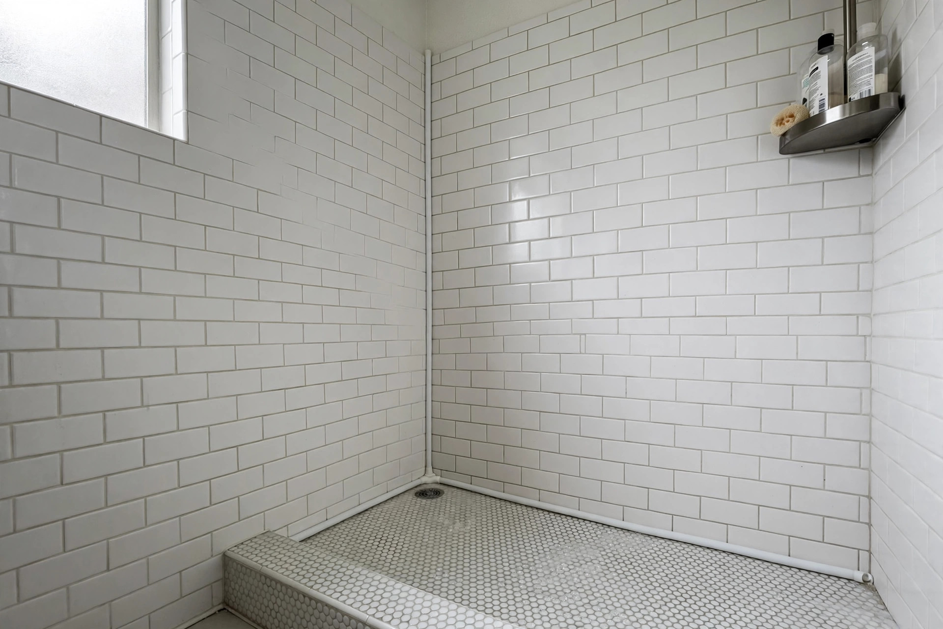 best caulk for shower corners reviews usa: Sealed shower corner with clean white caulk