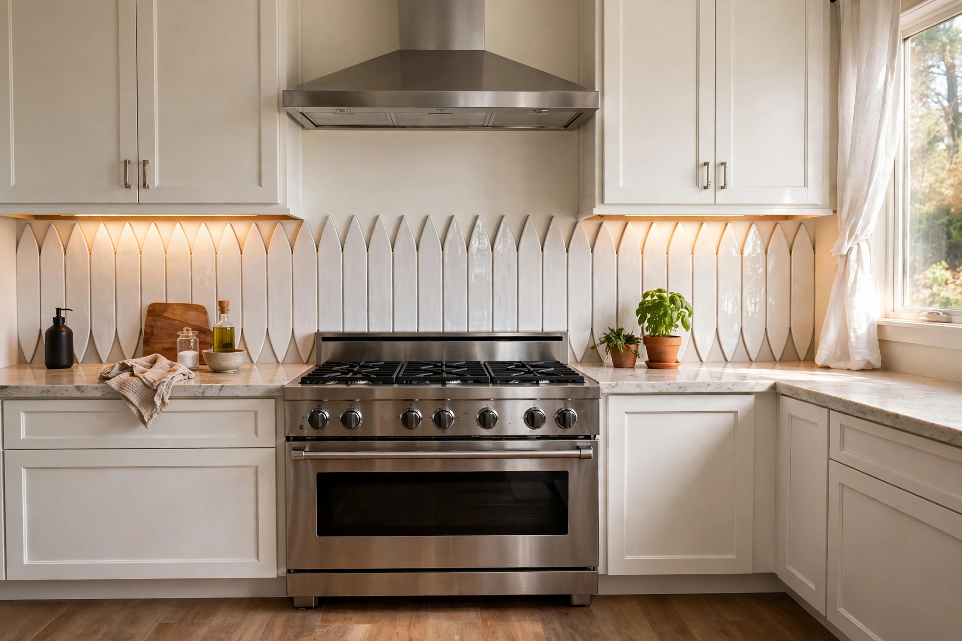 White picket tile backsplash ideas for kitchens in an American home