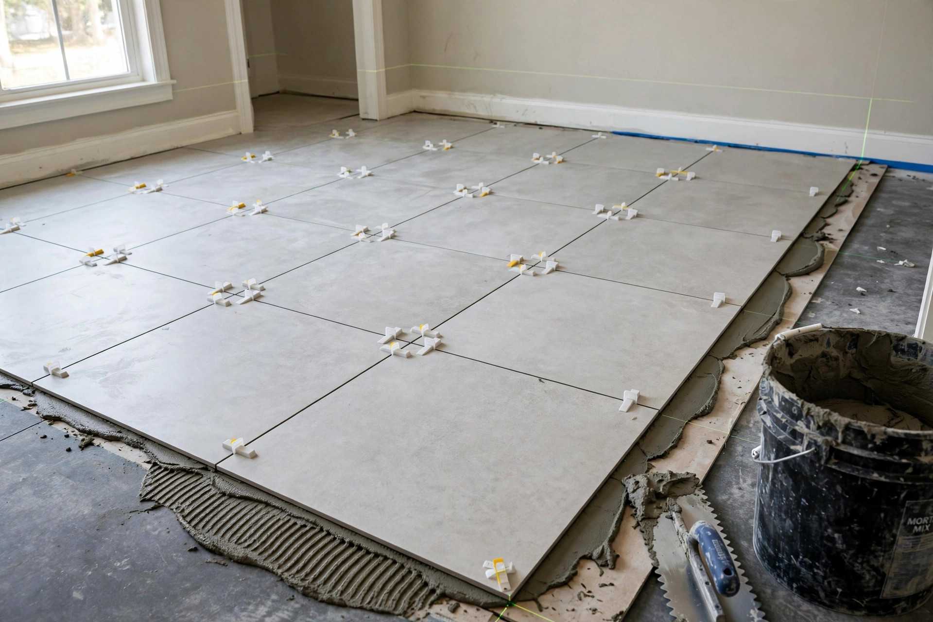 best spacers for large format tile usa: Tile floor installation with spacers for large format tile