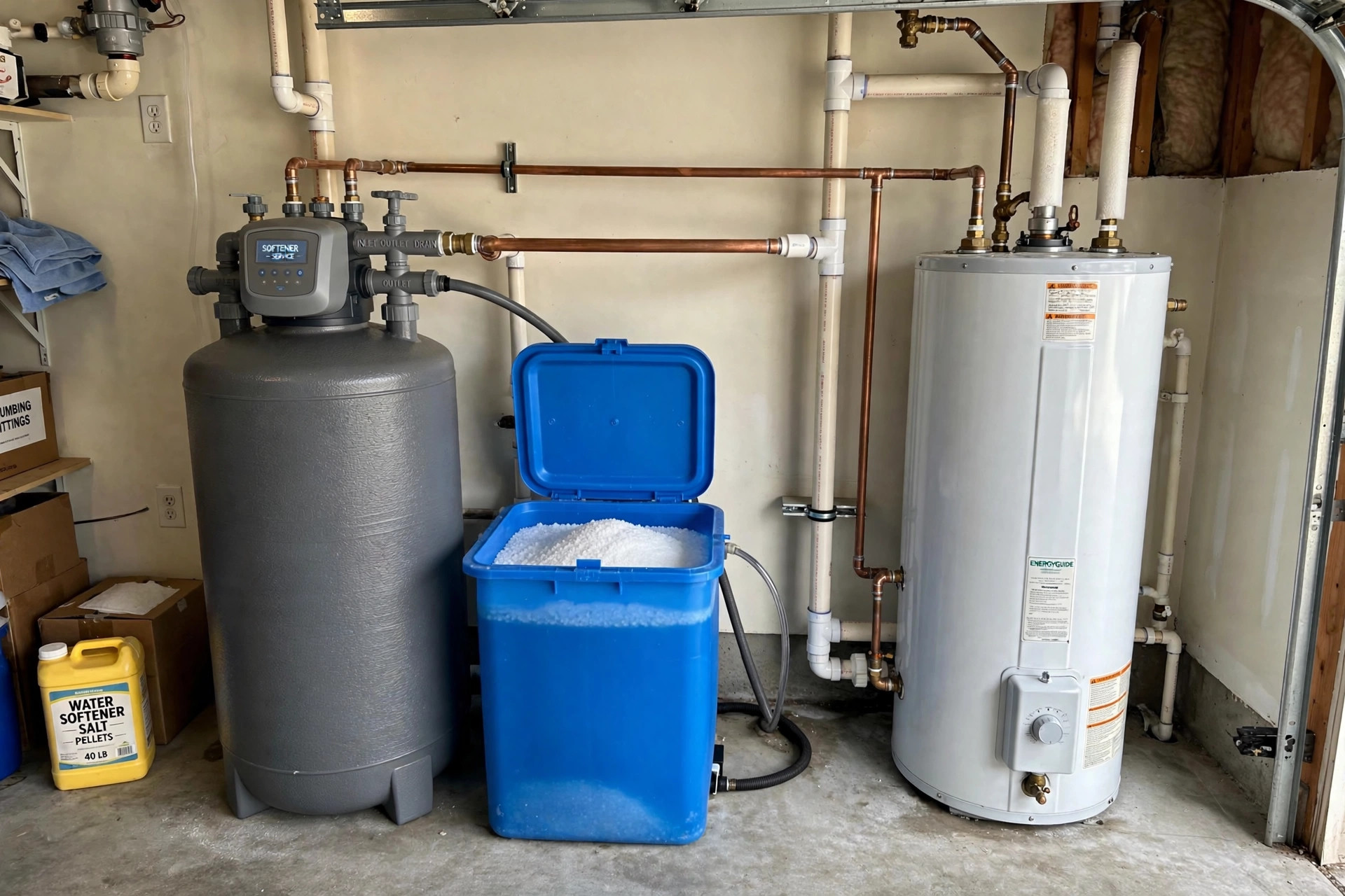 best water softener for well water usa: Water softener system for well water in an American home