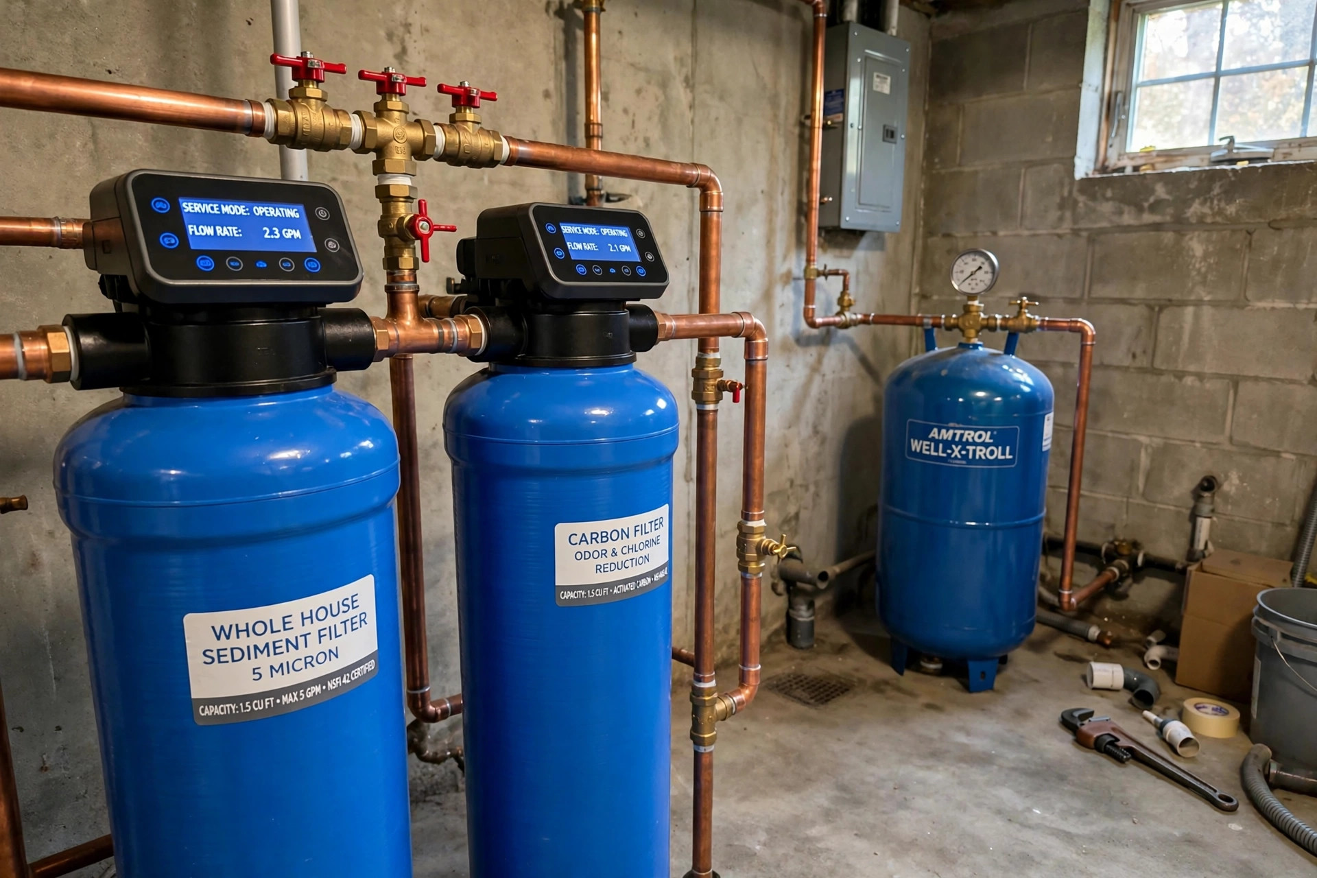 Sulfur smell in well water filter solution: whole-house iron and odor filter setup