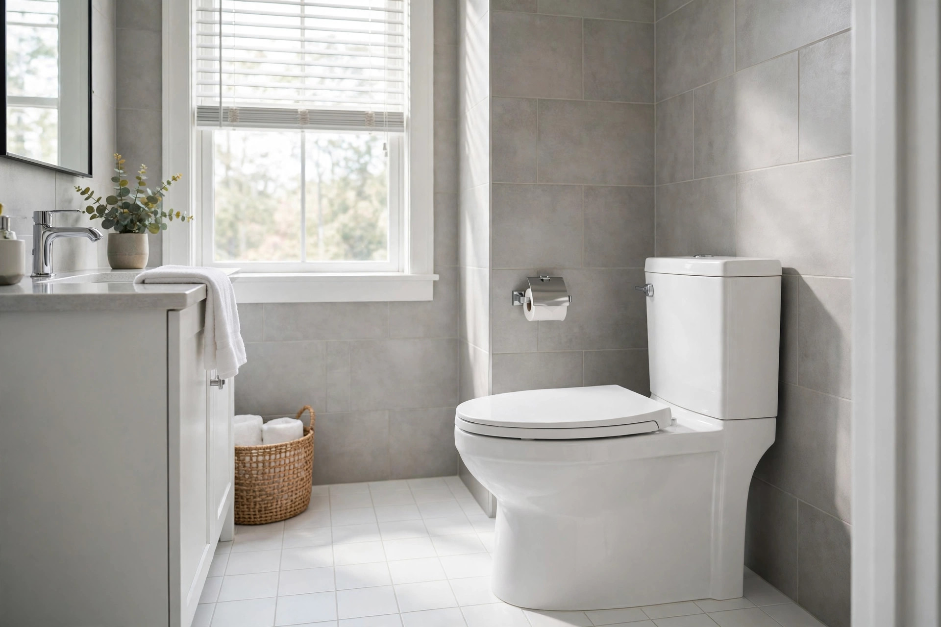 Best comfort height toilet reviews 2026 USA: a white comfort height toilet in a clean American bathroom