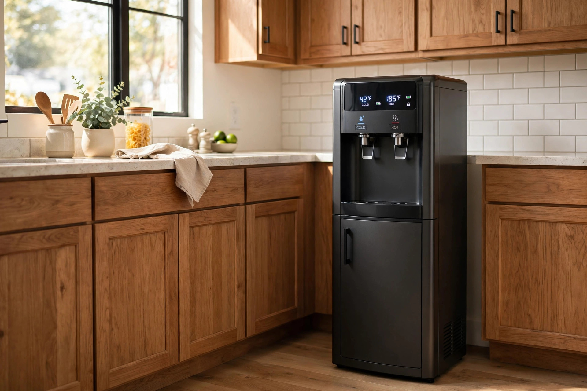 bottom load water cooler reviews 2026 usa: Bottom load water cooler in an American kitchen