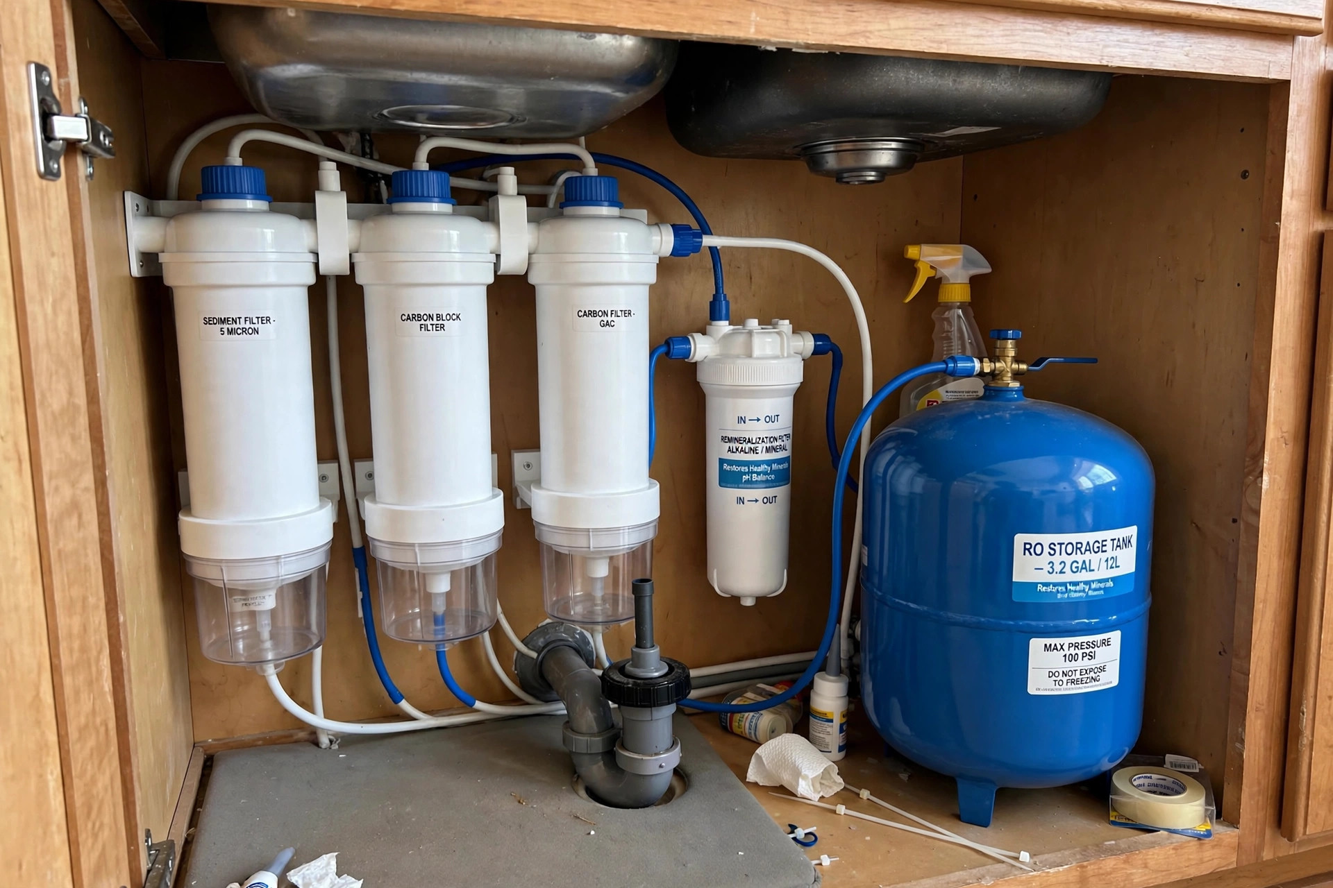 ro system remineralization filter reviews usa: RO system remineralization filter under an American kitchen sink