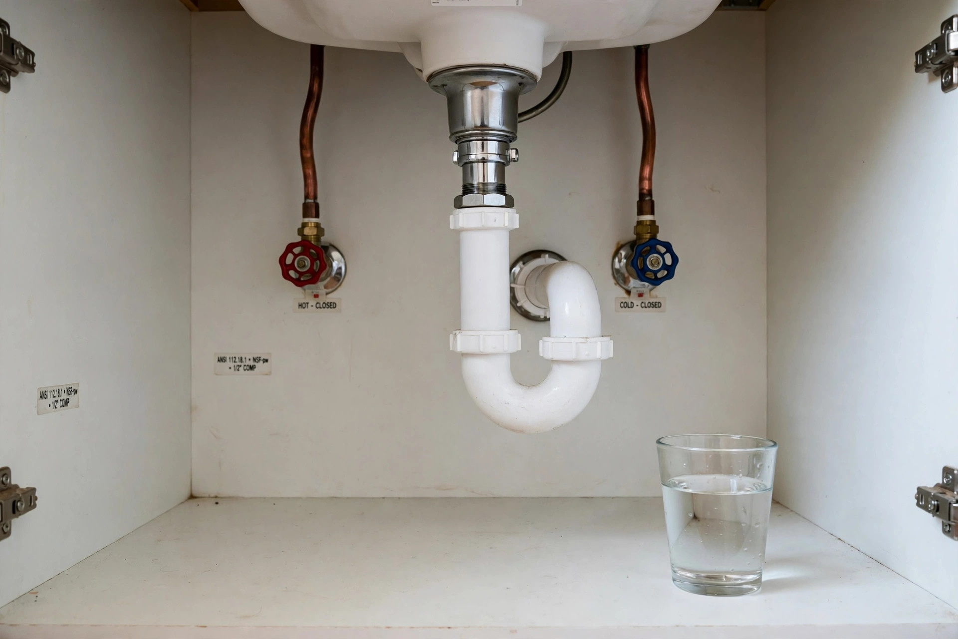 dry p trap smell fix for homeowners usa: Bathroom drain with a p-trap beneath, showing a dry p trap smell fix for homeowners