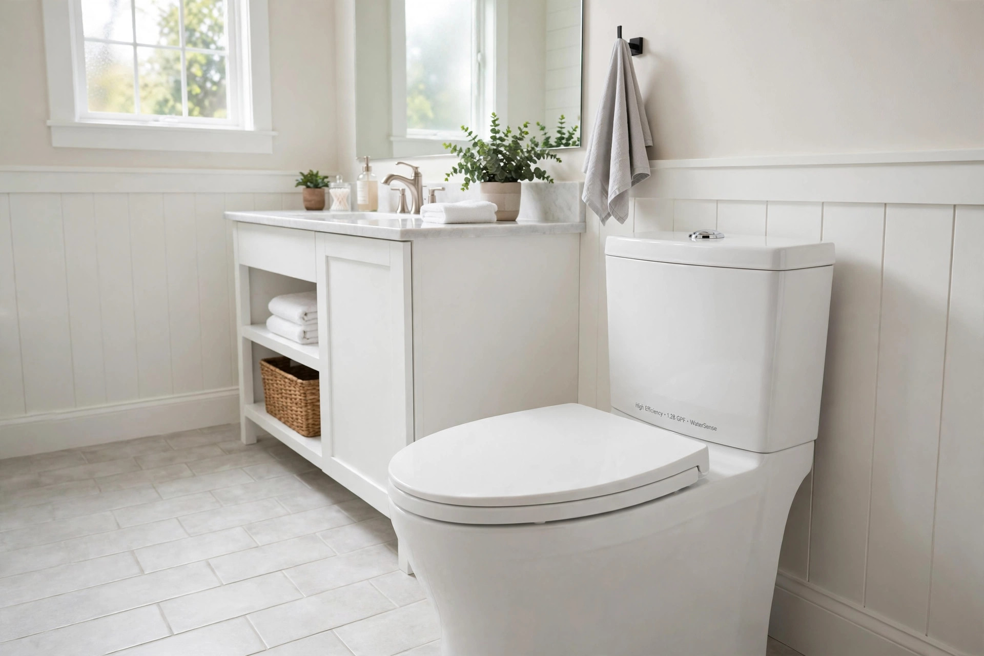 Best high efficiency toilet reviews 2026: modern low-flush toilet in a clean American bathroom